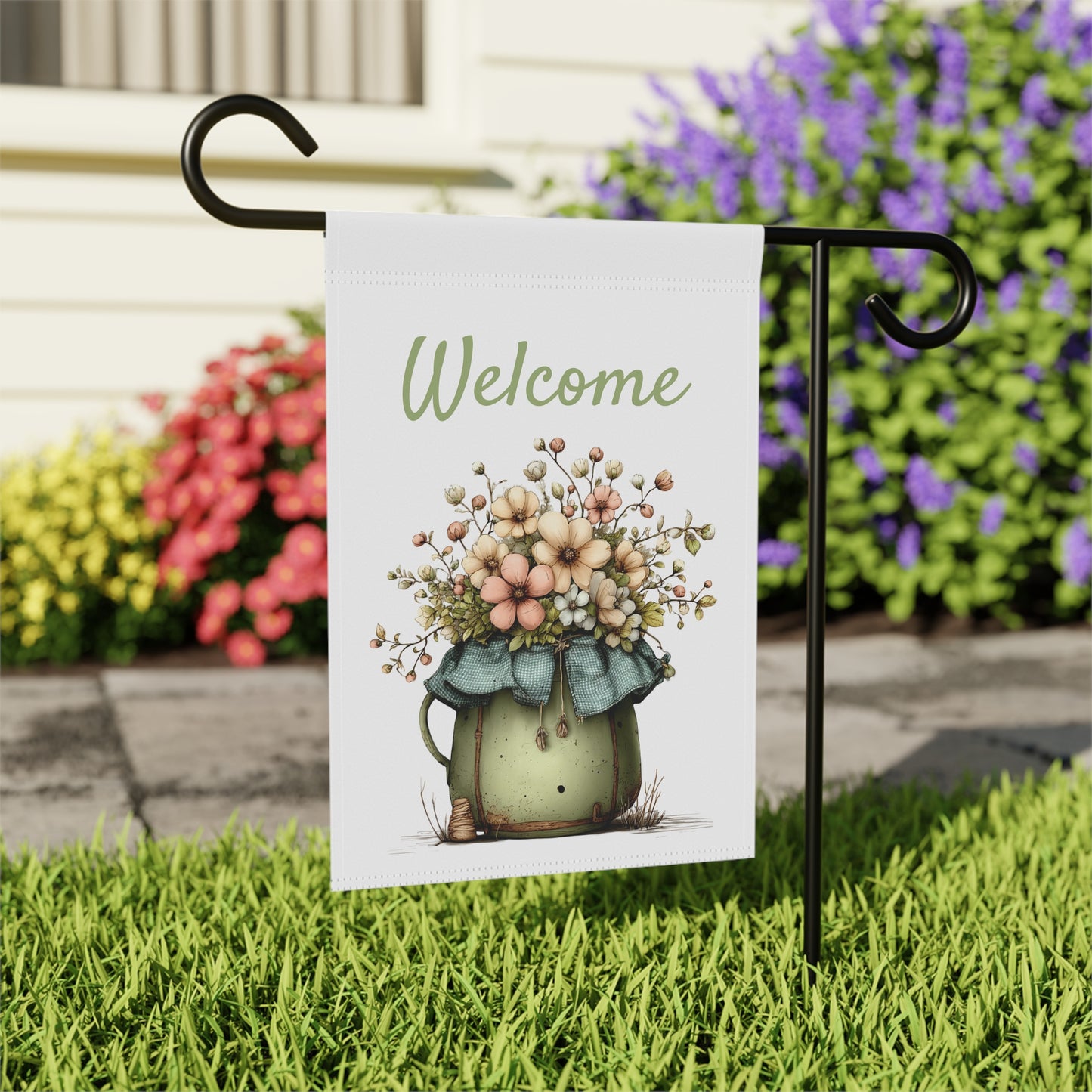 Rustic Jug Welcome Garden Flag