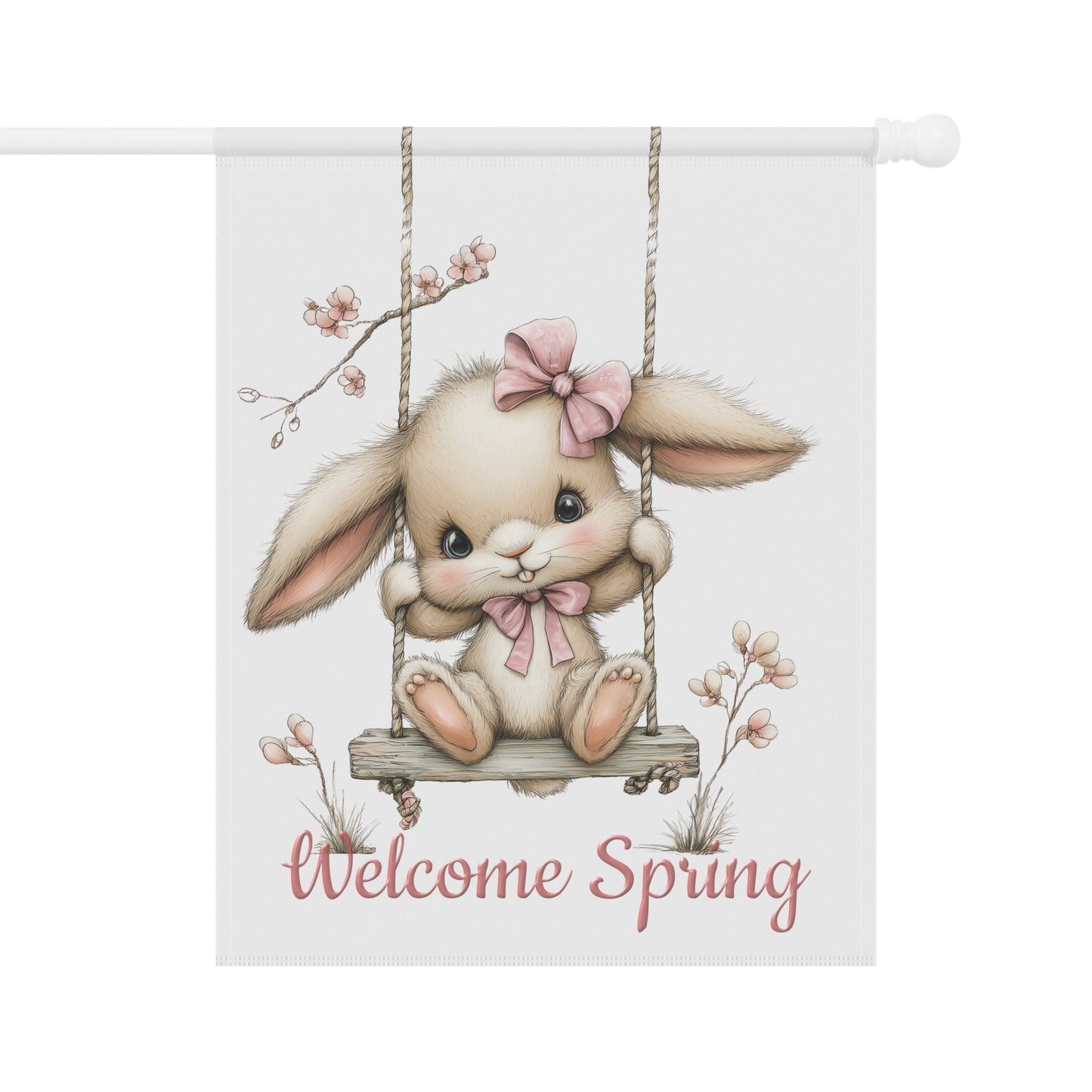 Cute Bunny Welcome Spring Flag