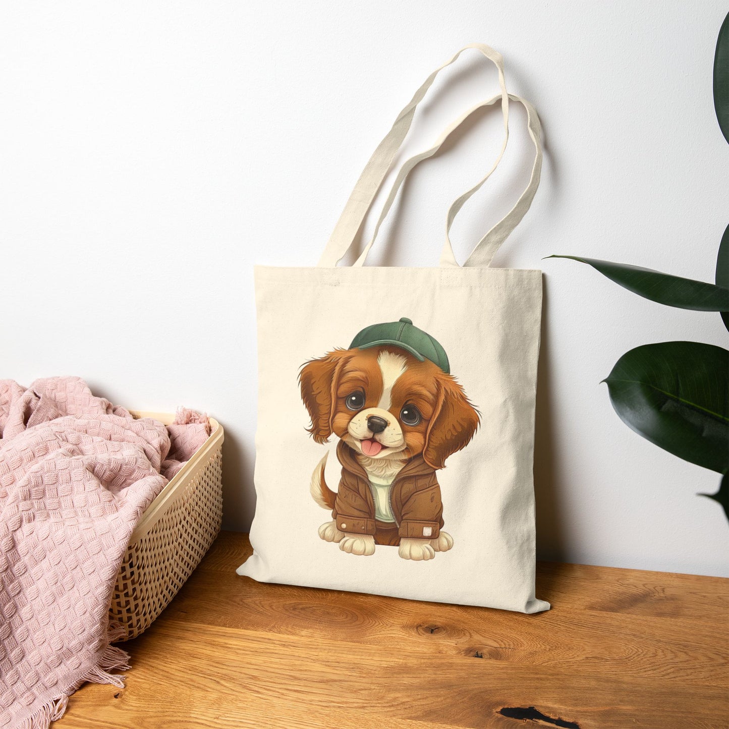 Adorable Cartoon Puppy Reusable Tote Bag