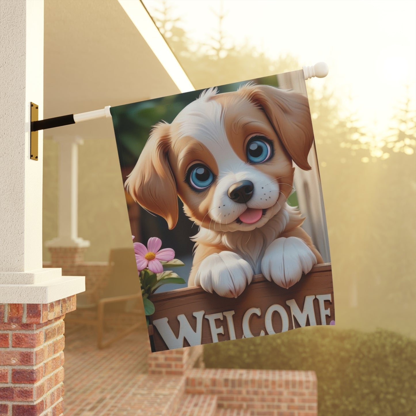 Cute Puppy Welcome Garden Flag