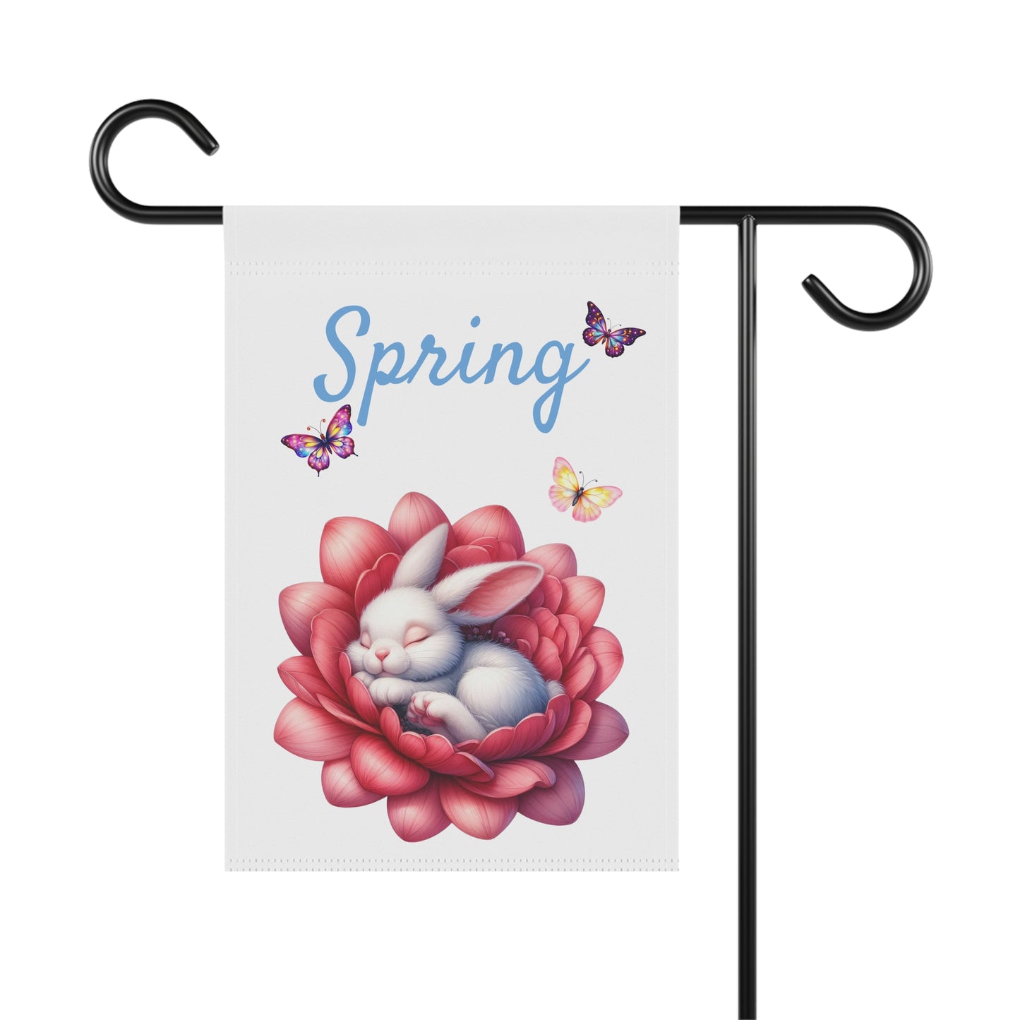 Sweet Sleeping White Bunny Spring Garden Flag