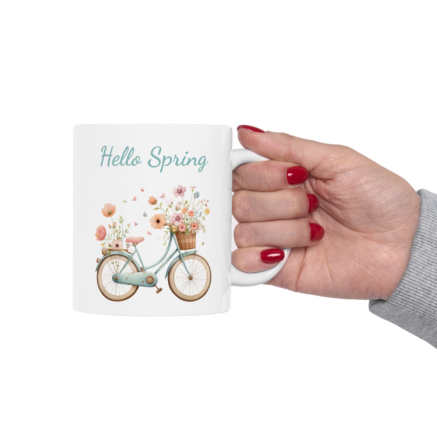 Hello Spring Vintage Bicycle Mug