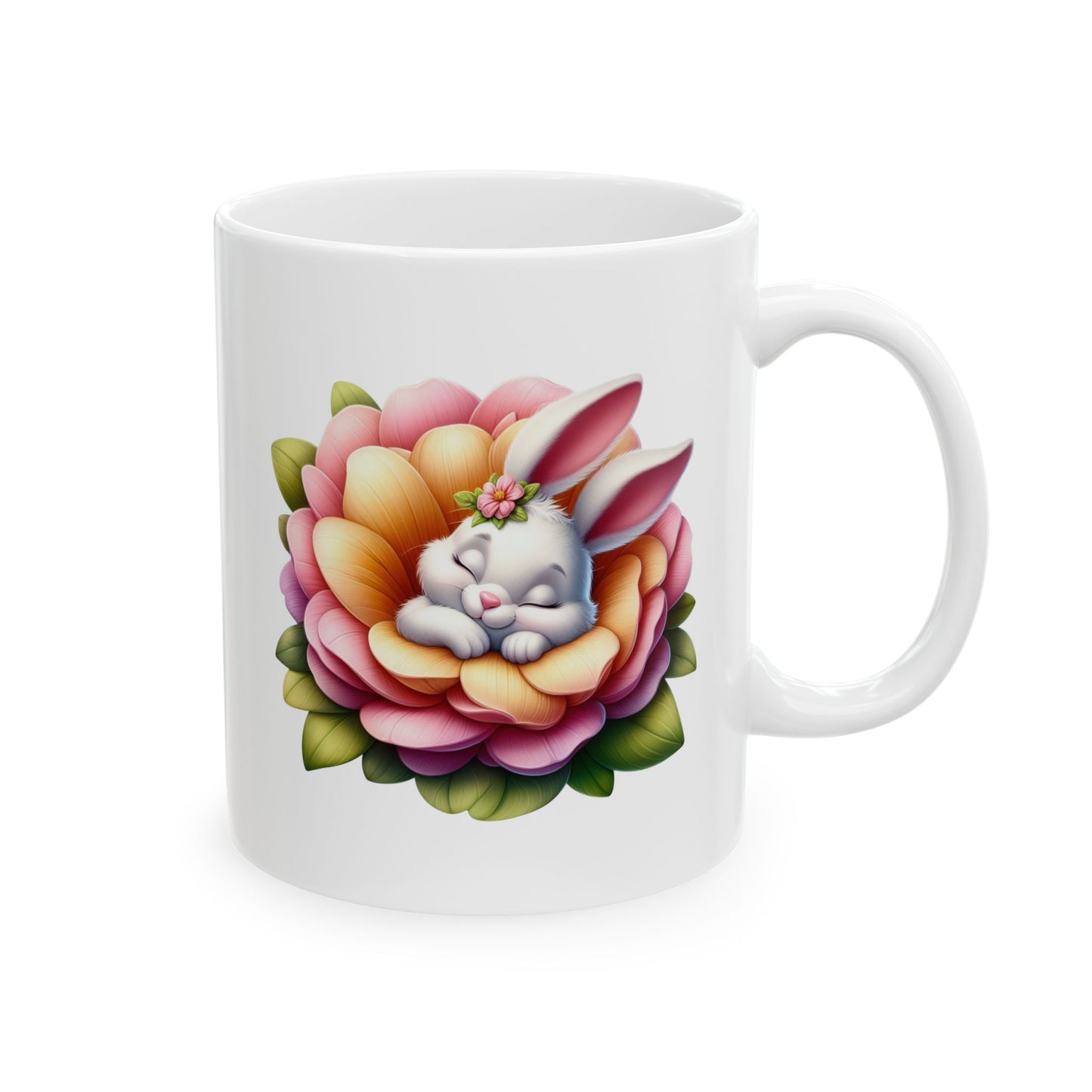 Peaceful Baby Bunny Flower Mug