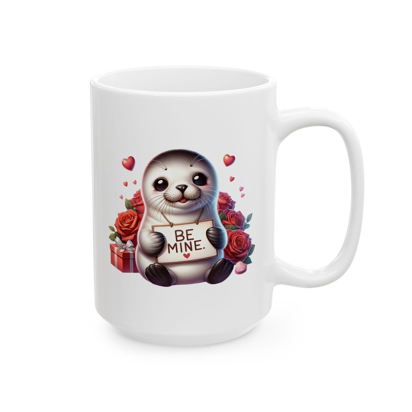 Adorable Seal "BE MINE." Valentine's Coffee Mug