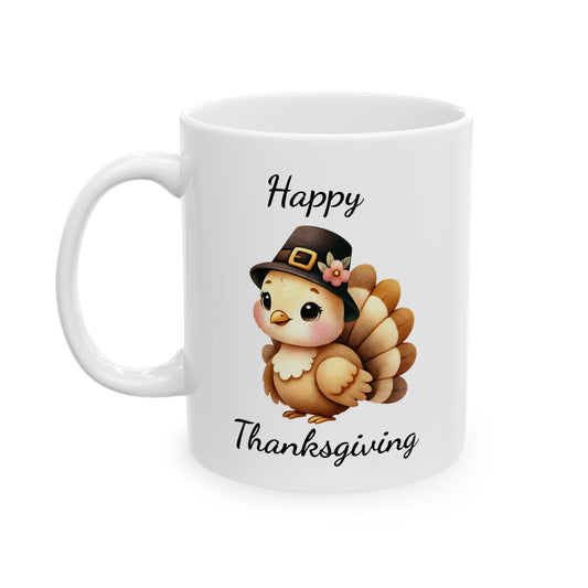 Thanksgiving Turkey Ceramic Mug with a Sweet Baby Turkey