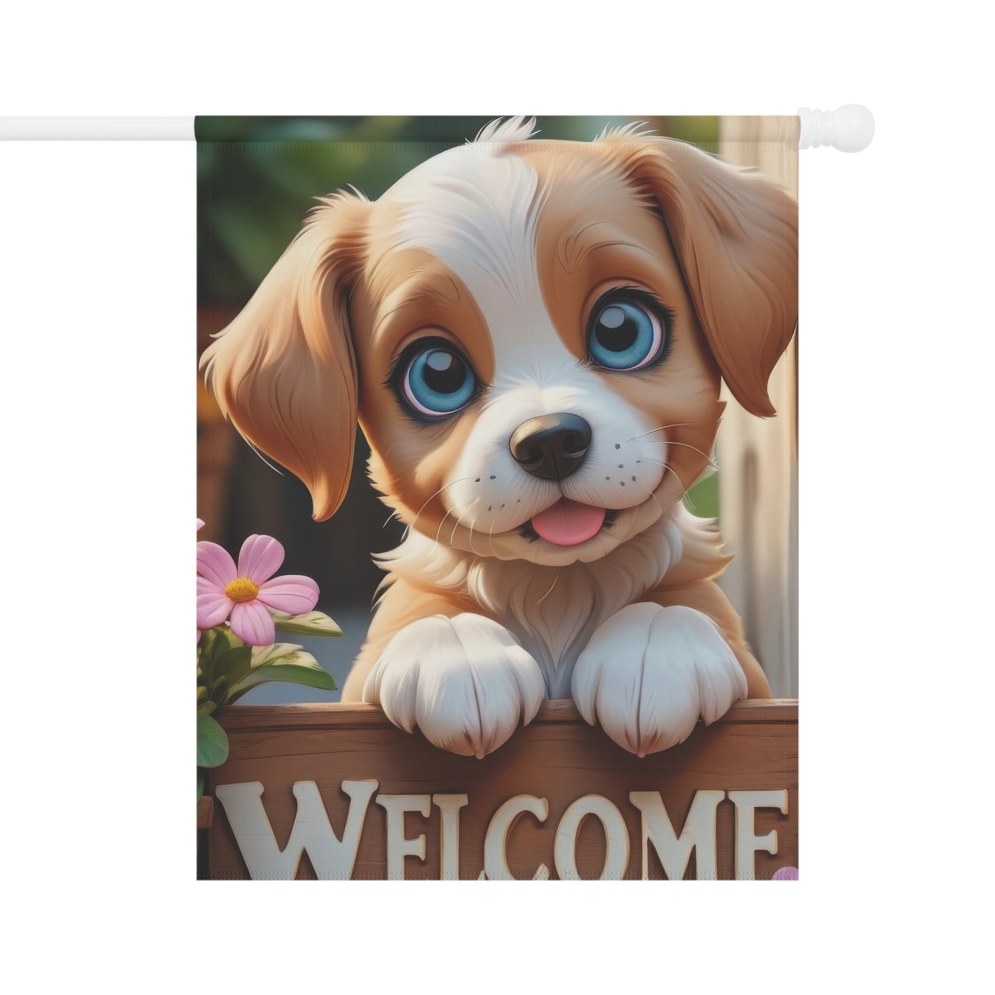 Cute Puppy Welcome Garden Flag