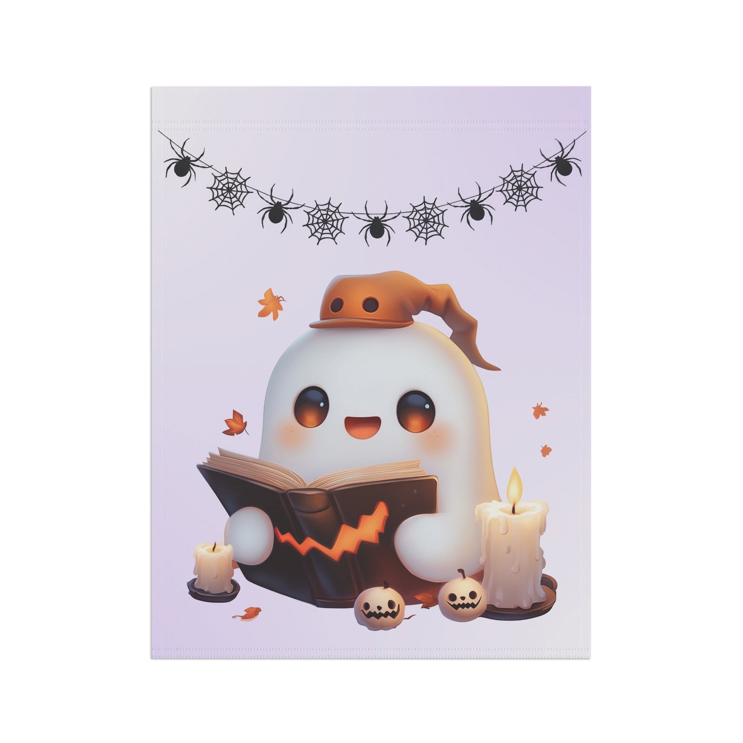 Cute Ghost Reading Spell Book Garden Flag