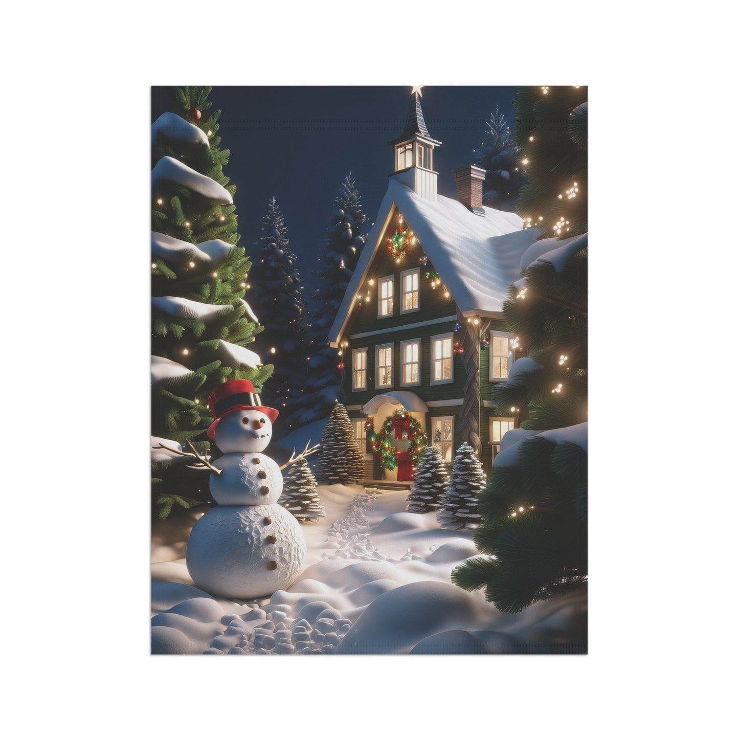 Cute Snowman Holiday Garden Flag/ House Banner