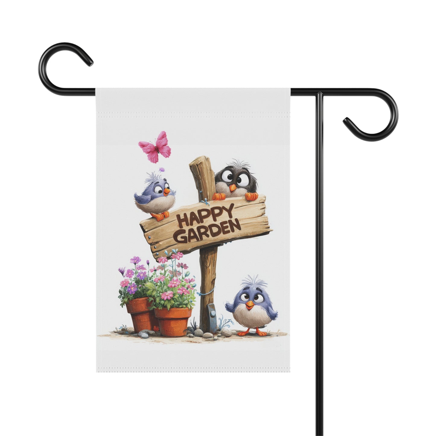 Cute Happy Garden Flag
