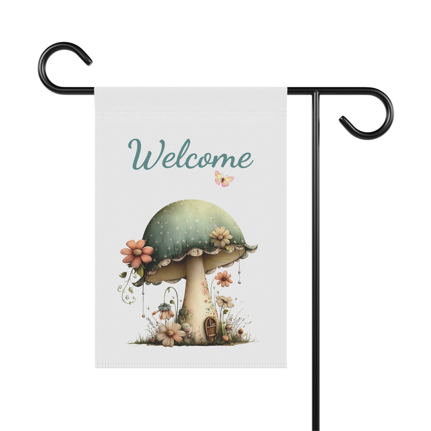 Fairy Cottage Mushroom Welcome Flag