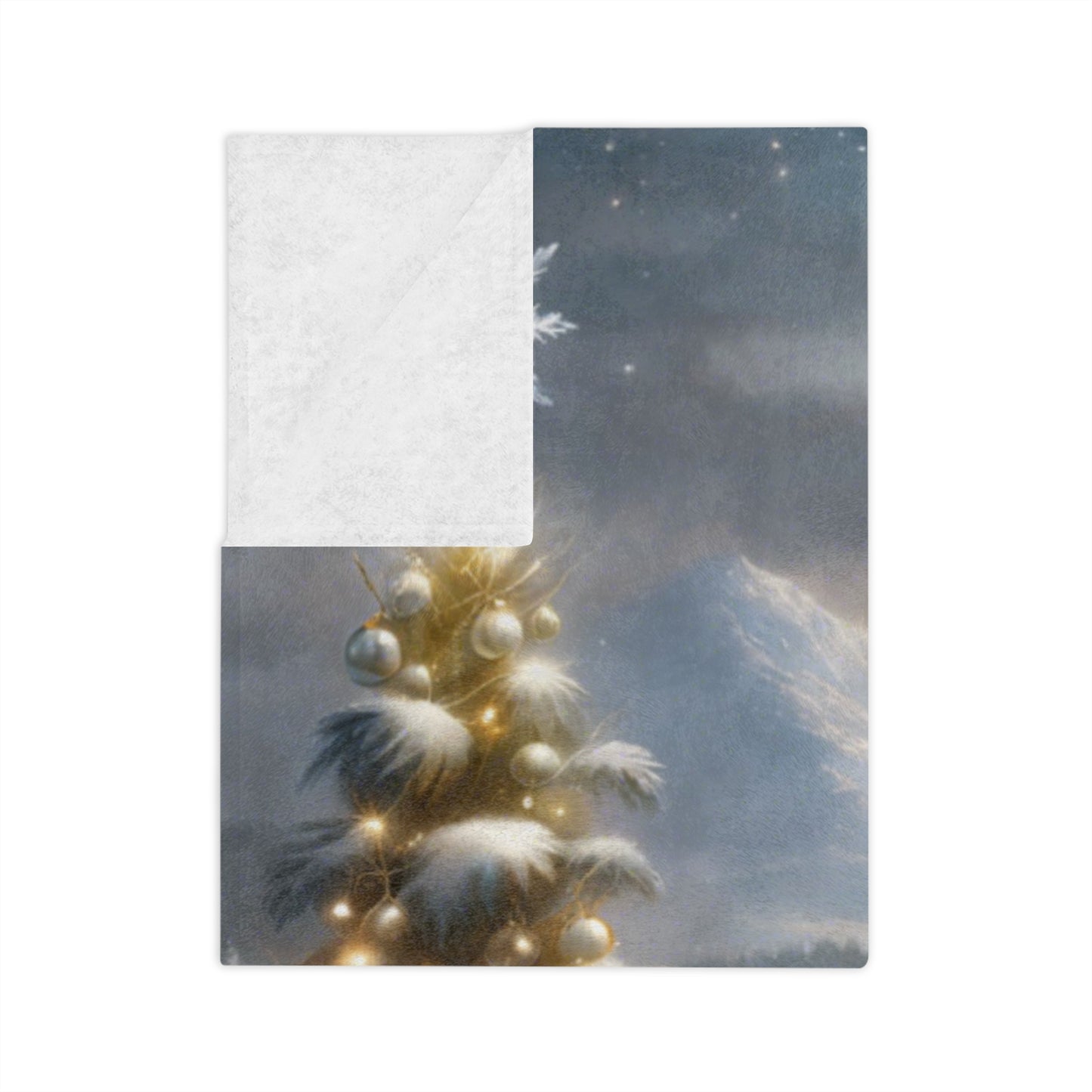 Cozy Snowy Mountain Scene Plush Blanket