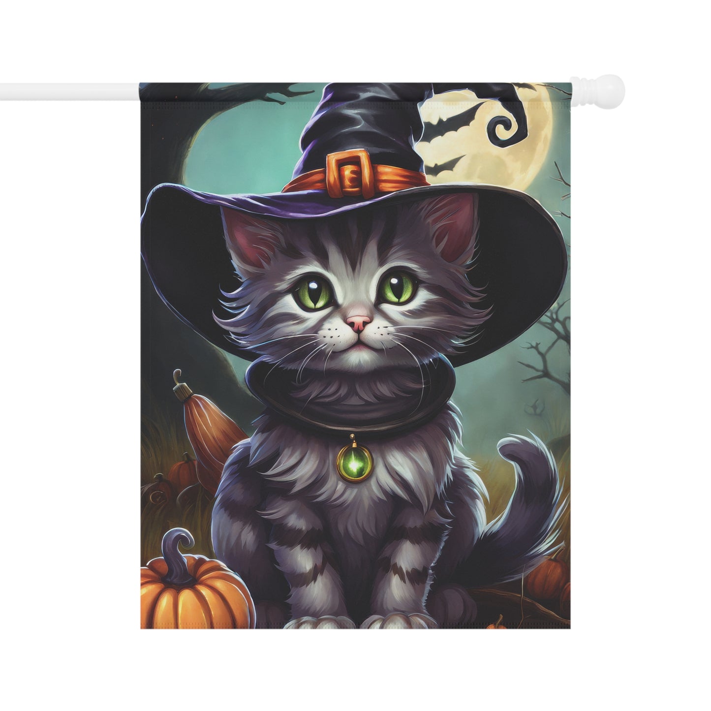 Halloween Witch Cat Garden Flag
