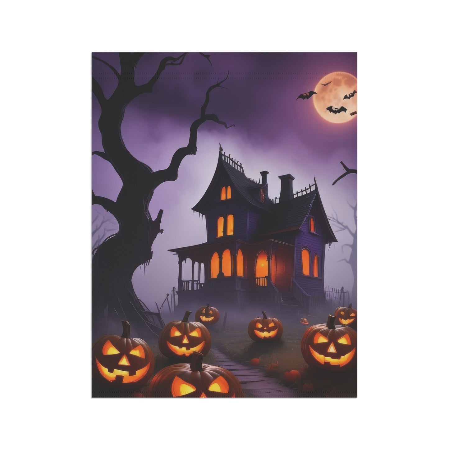 Spooky Haunted House Halloween Garden Flag