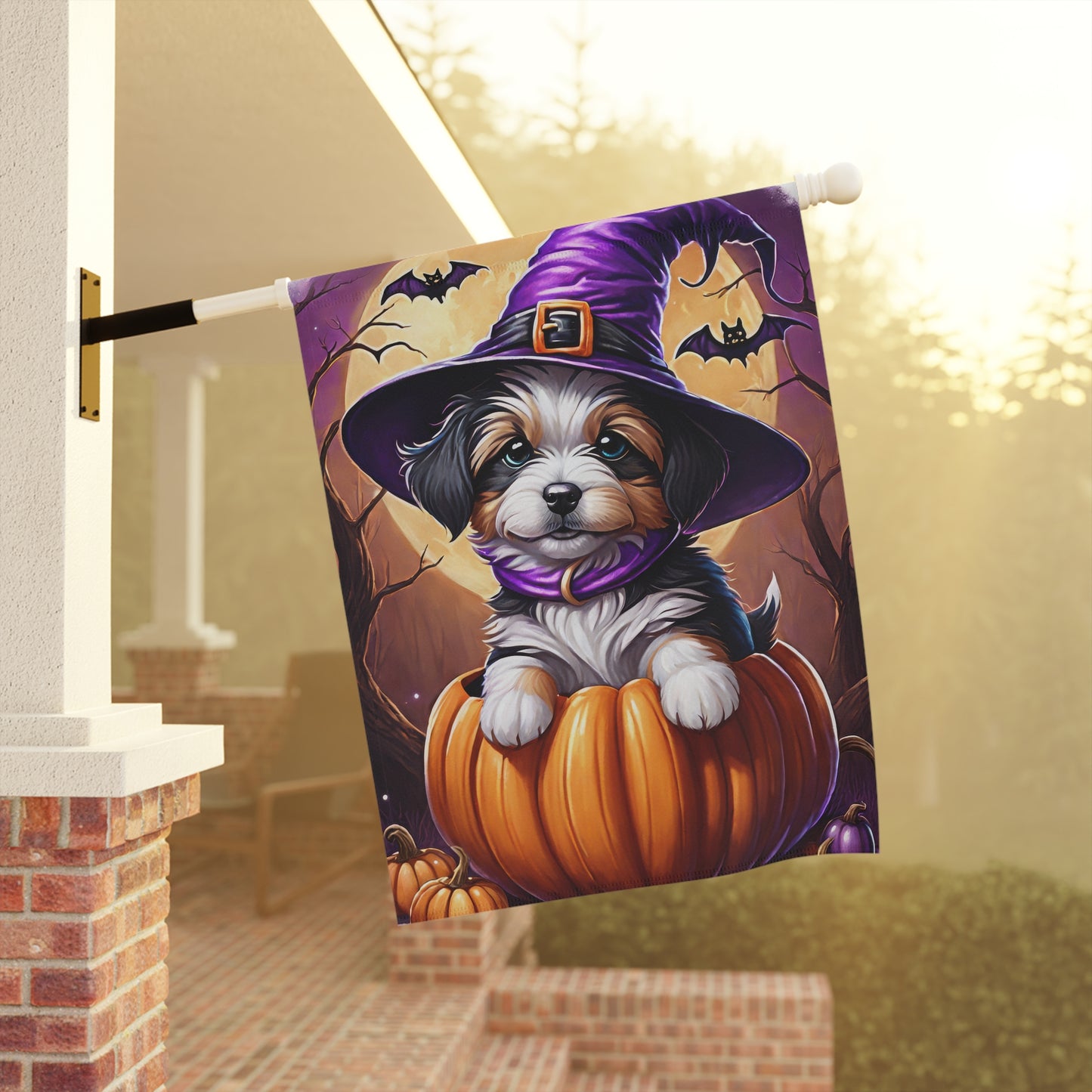 Adorable Halloween Puppy Garden Flag/ House Banner