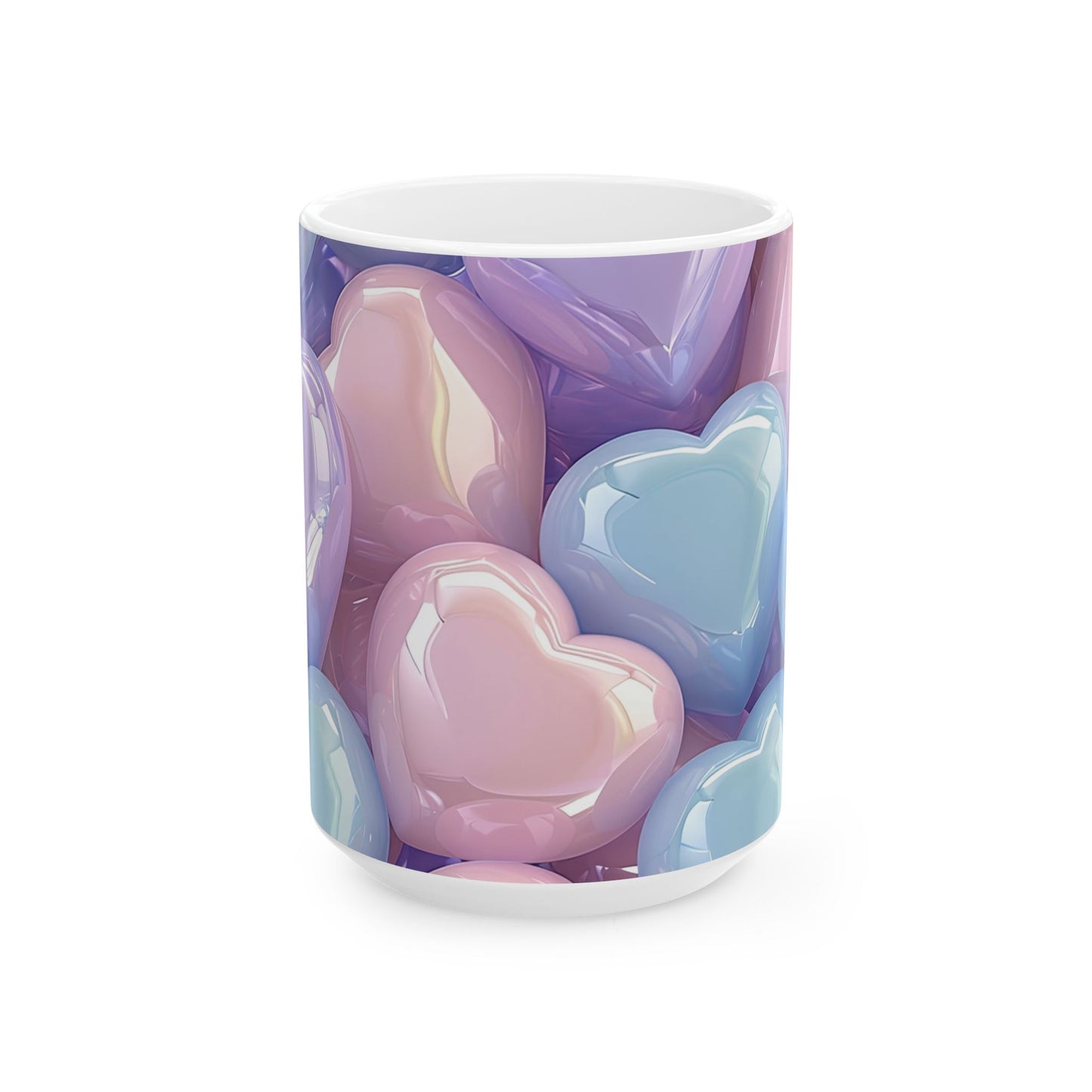 Shimmering Multi-Colored Iridescent Hearts Coffee Mug
