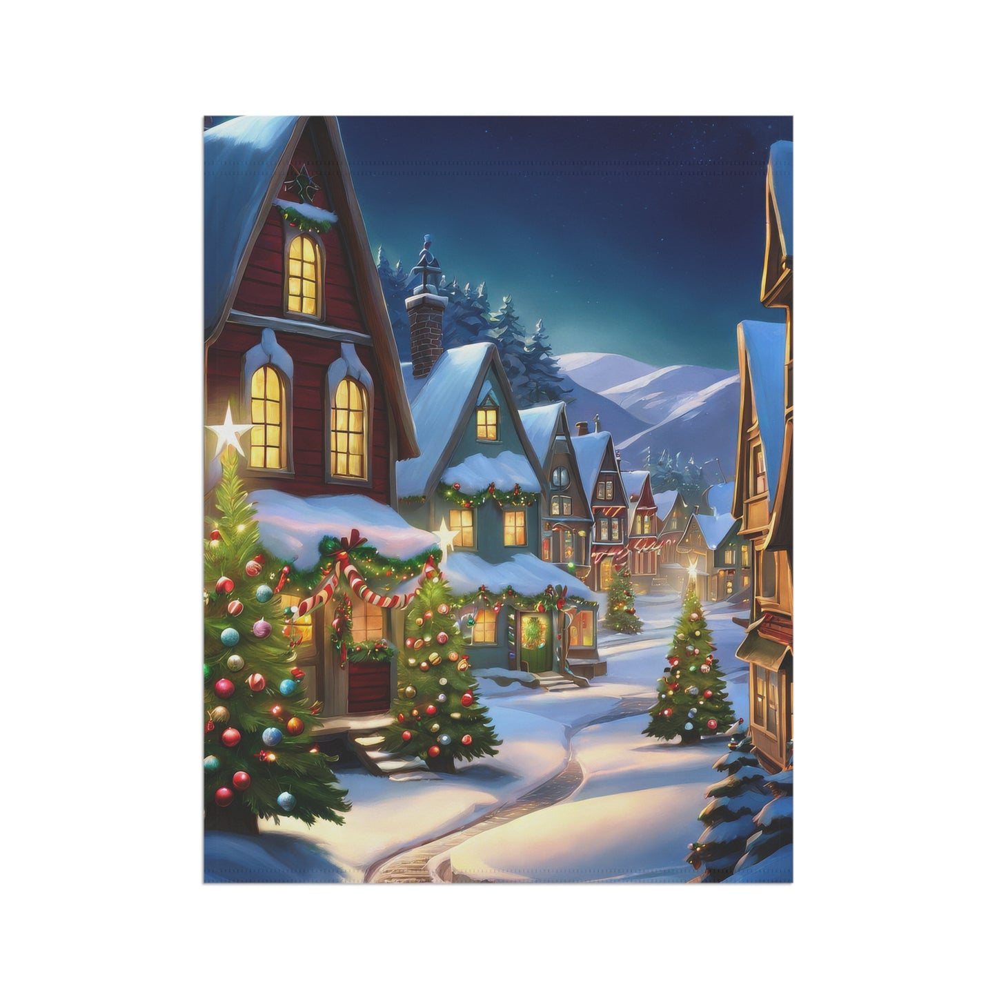 Colorful Holiday Town Garden Flag/ House Banner