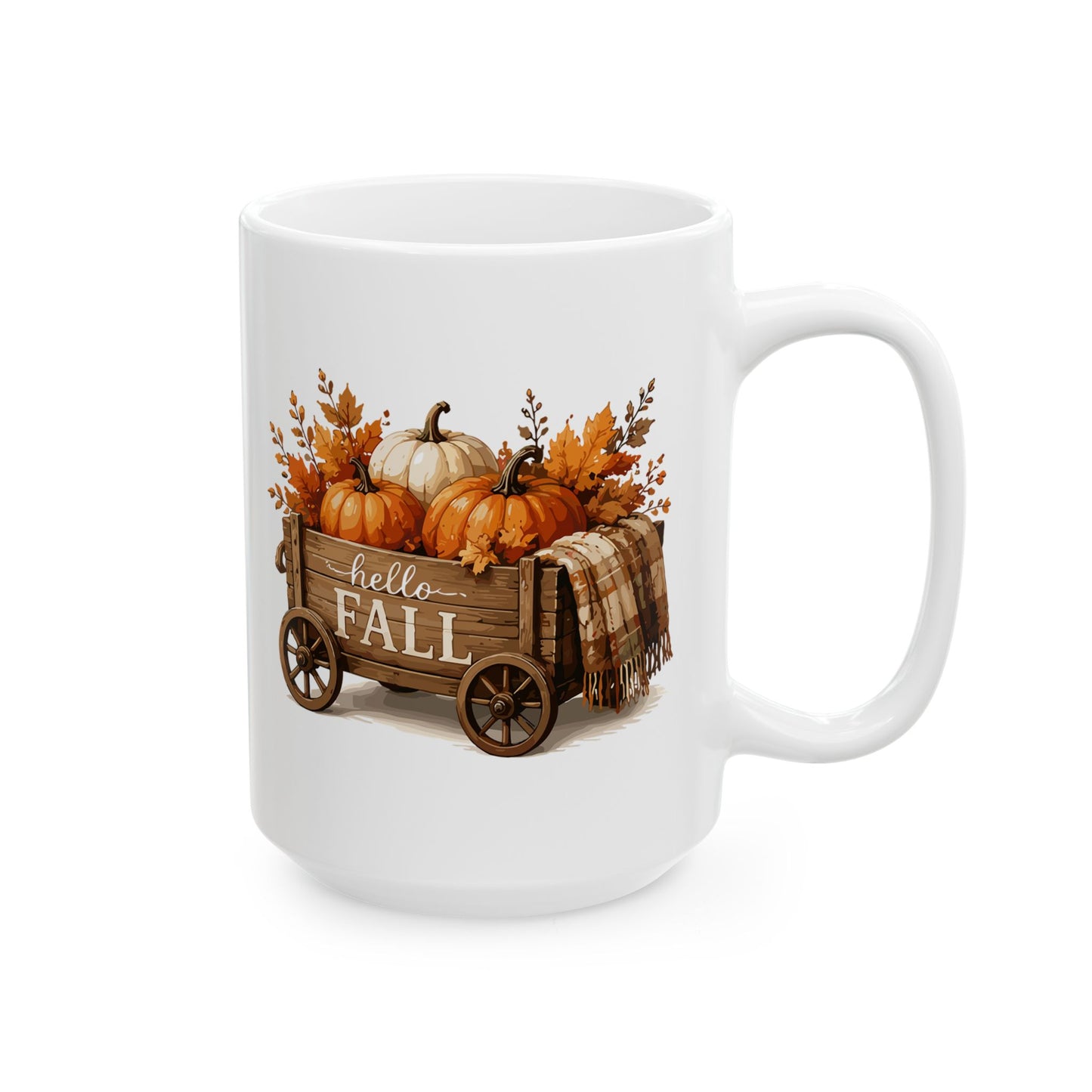 Hello Fall Wagon Ceramic Mug