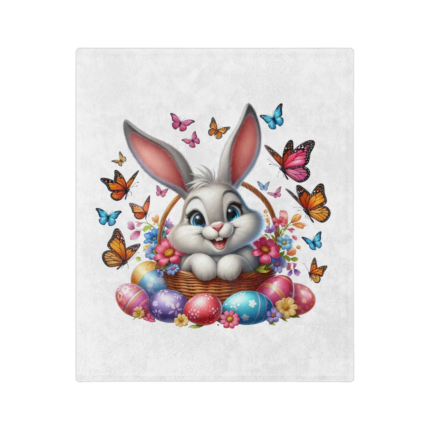 Cheerful Easter Bunny Basket Velveteen Blanket