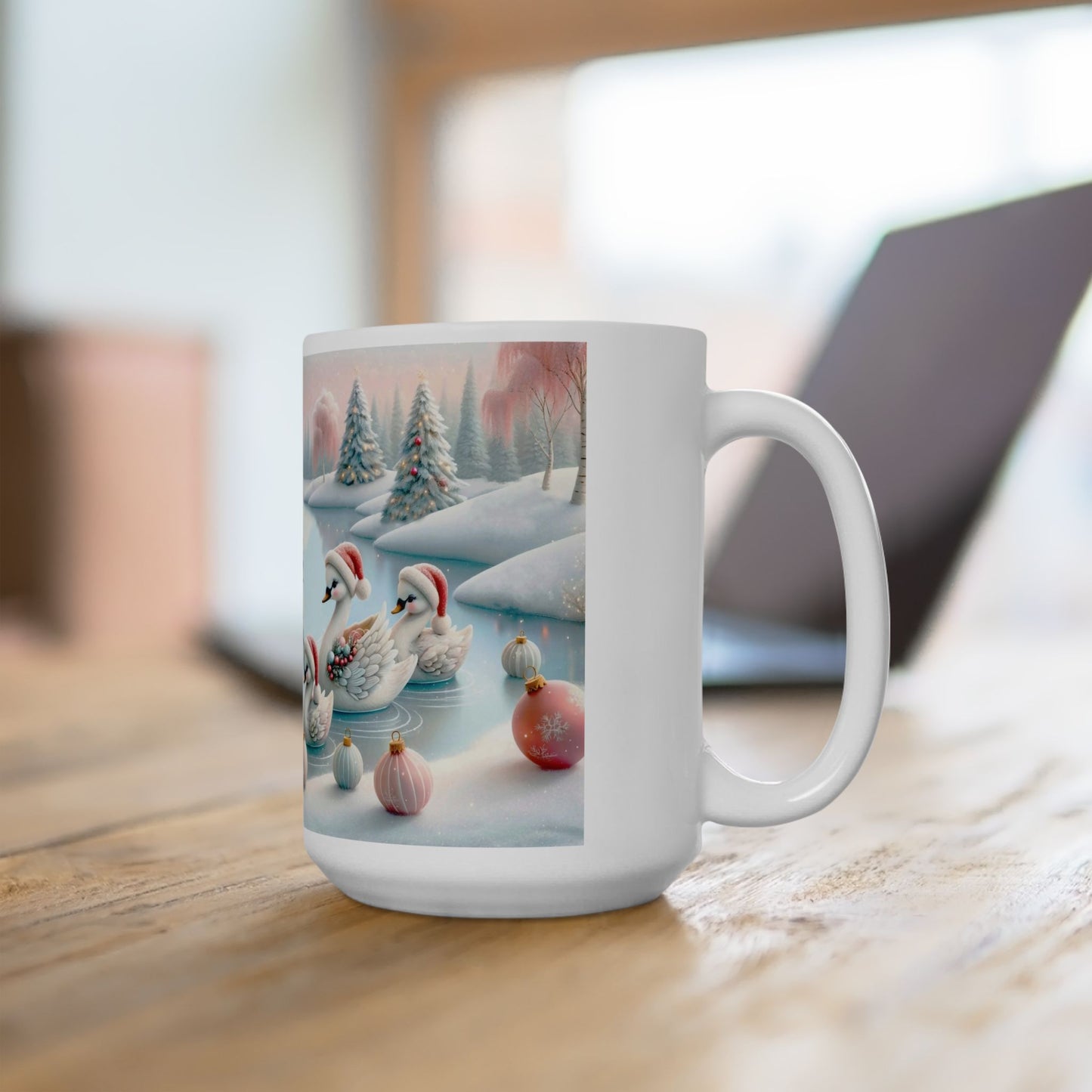 Whimsical Christmas Swans Coffee Mug