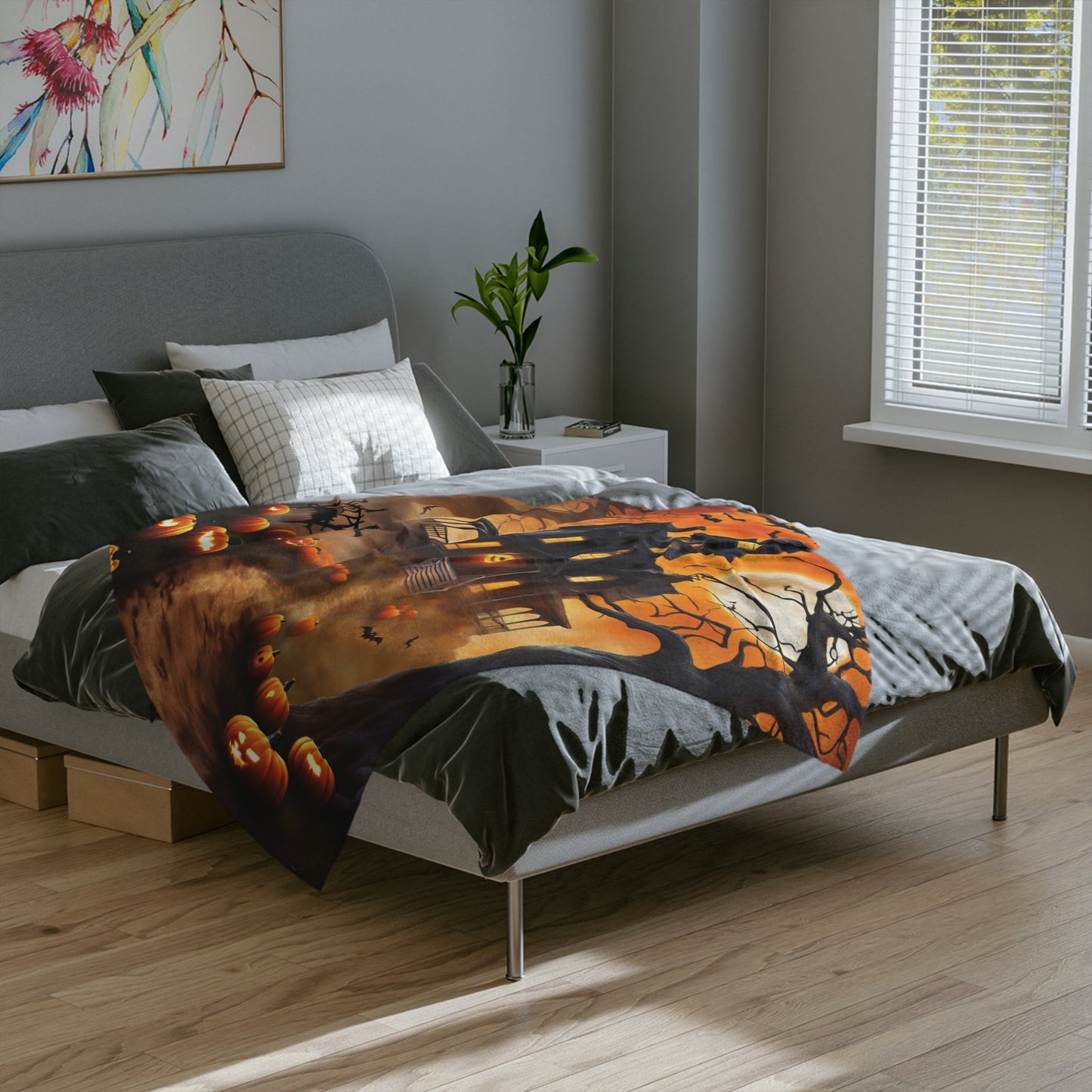 Classic Halloween Haunted House Blanket