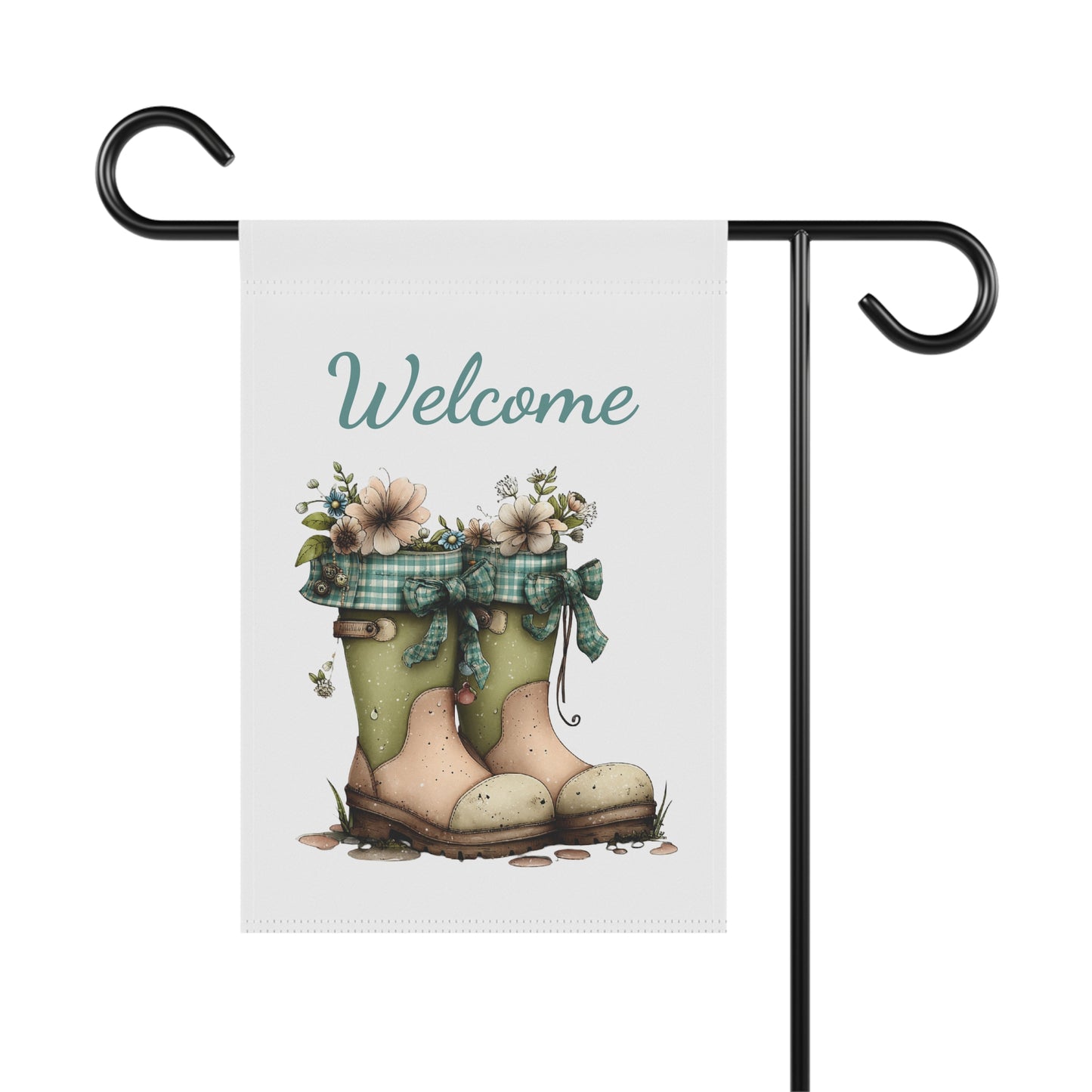 Rustic Rain Boots Welcome Garden Flag