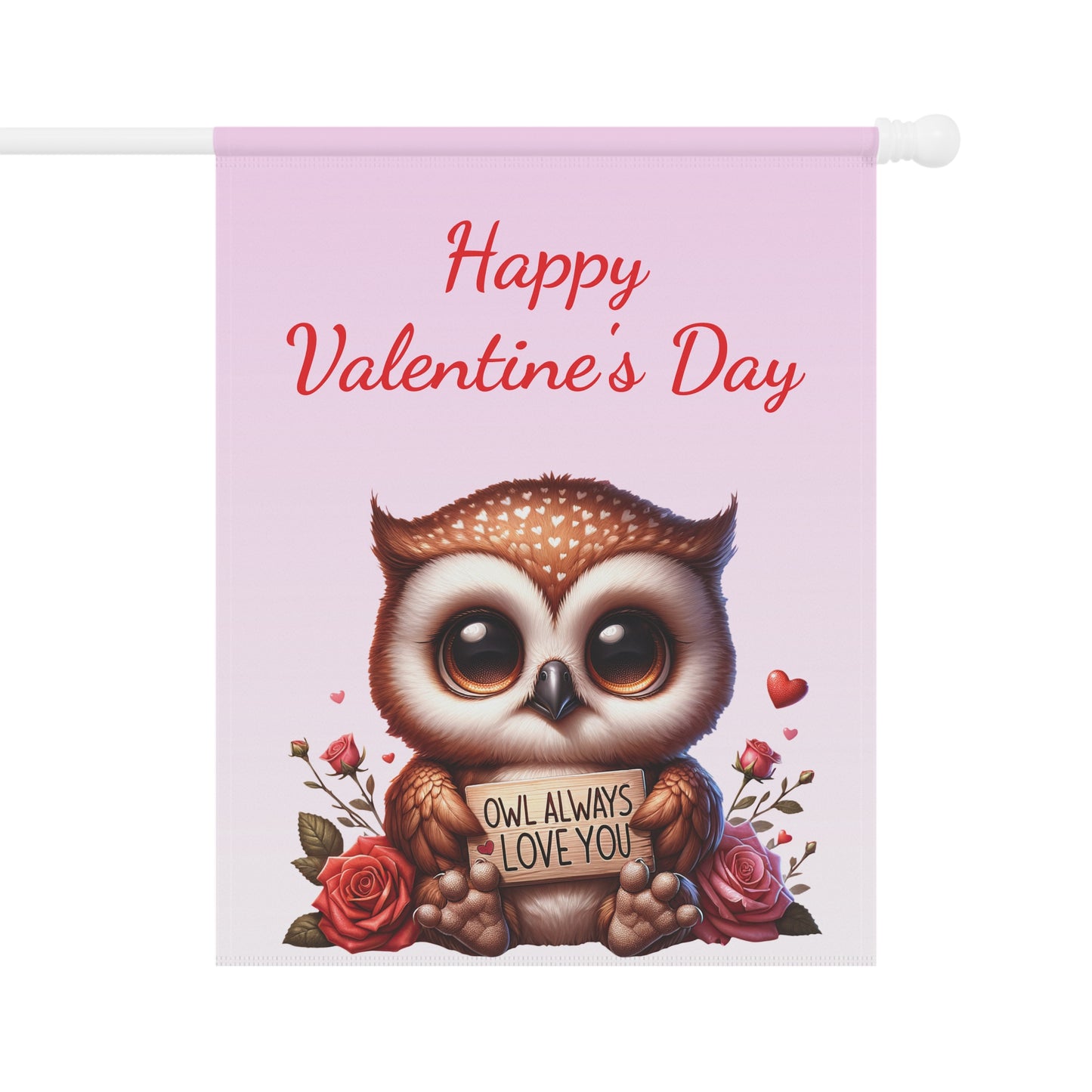 Valentine Owl Garden Flag