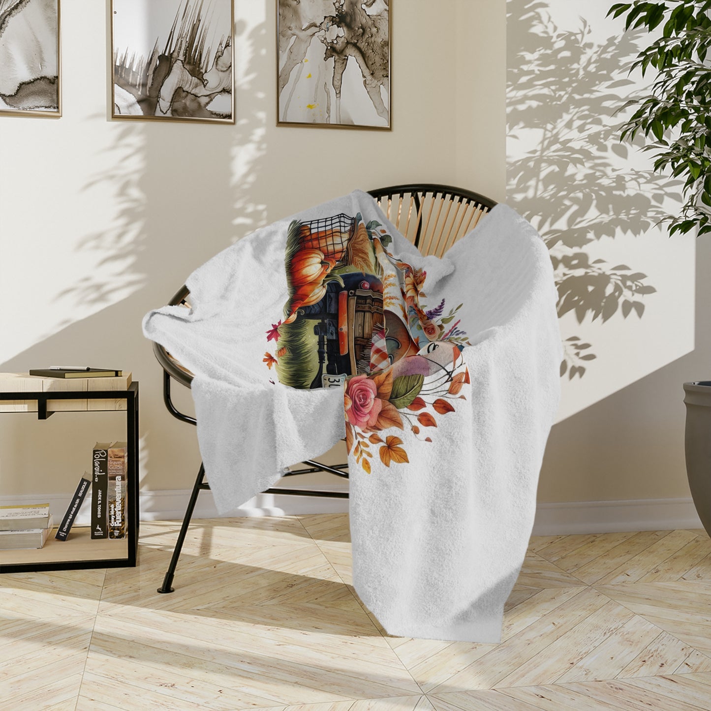 "Happy Fall" Rustic Truck Velveteen Blanket