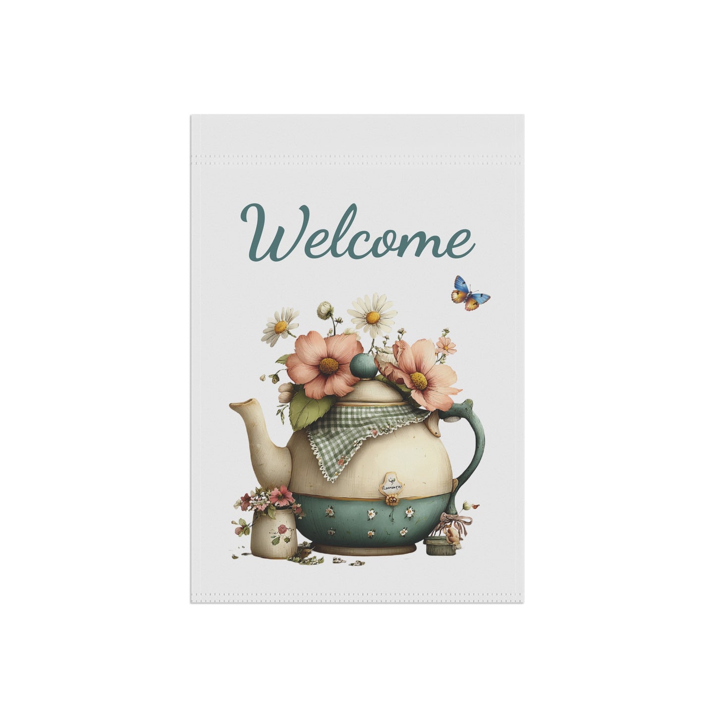 Cottage Teapot Welcome Garden Flag