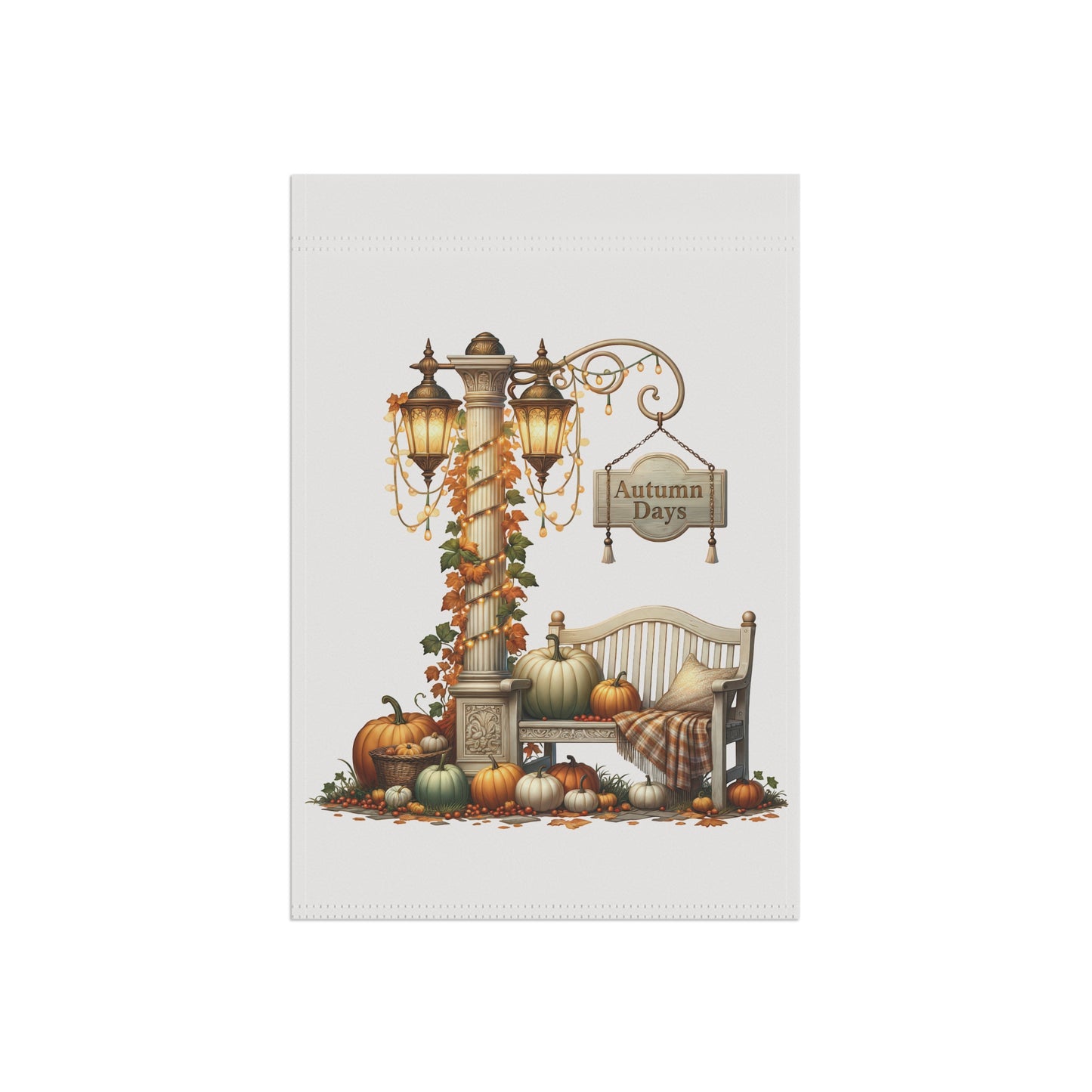 Vintage Lamppost Autumn Garden Flag
