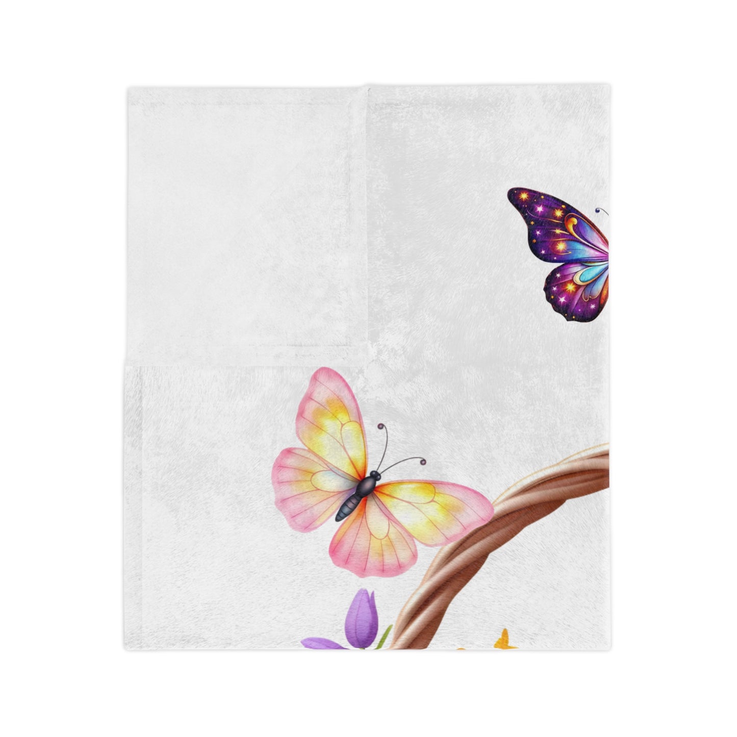Vibrant Easter Basket & Butterflies Lightweight Velveteen Blanket