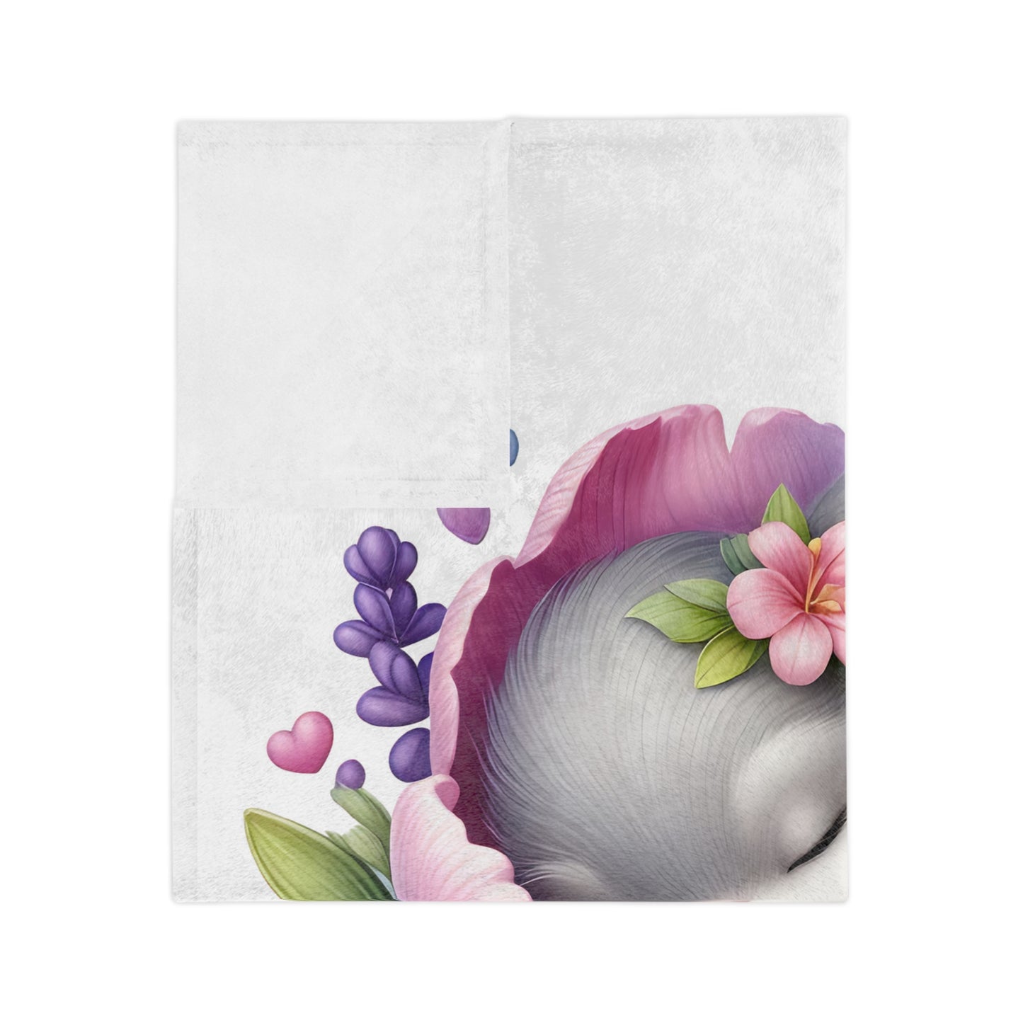 Adorable Sleeping Bunny in Bloom Velveteen Blanket