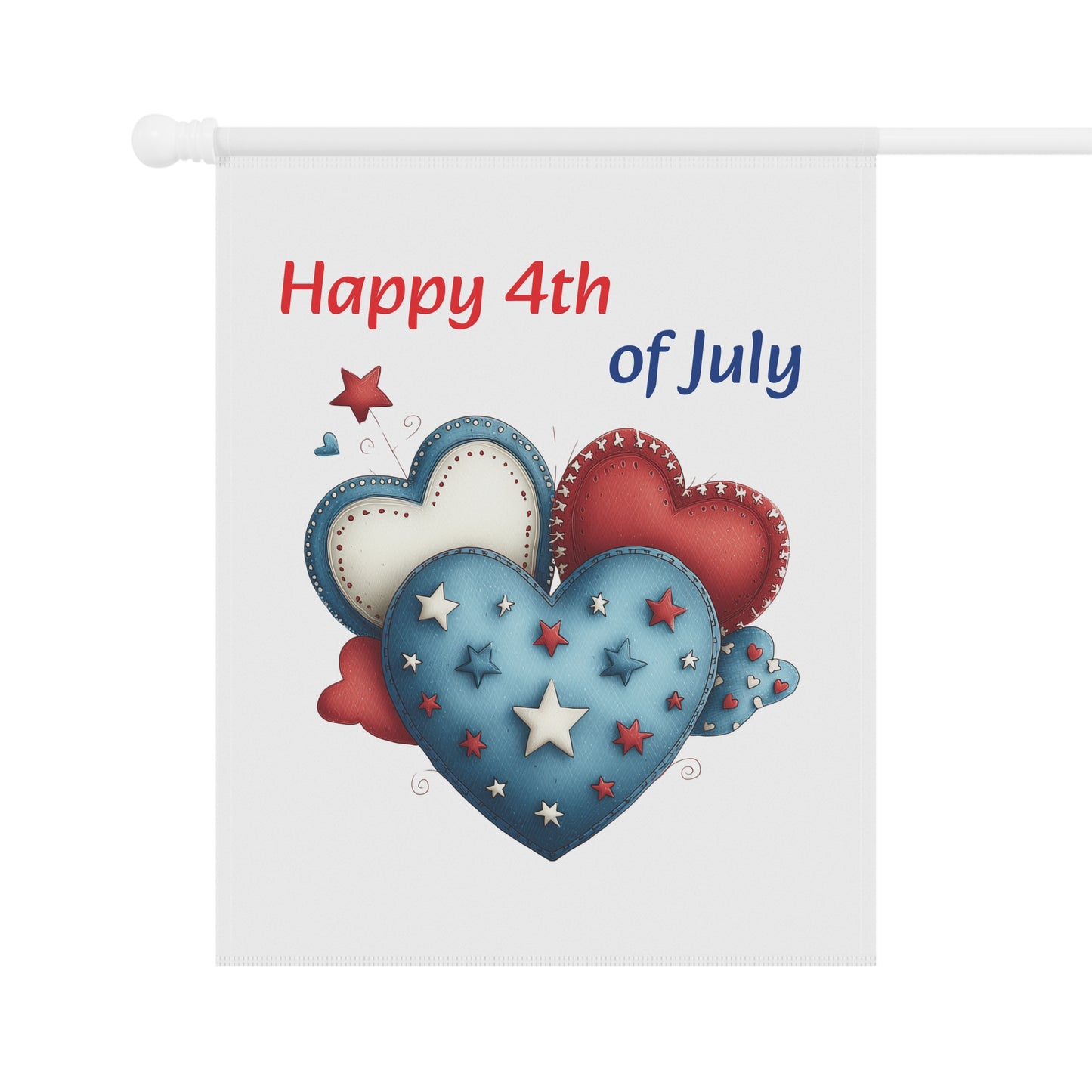 Patriotic Red, White, and Blue Hearts Garden Flag