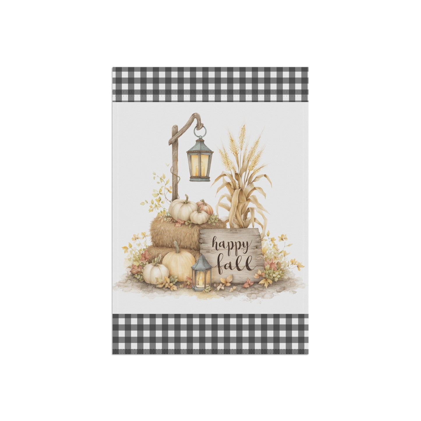 Black and White Buffalo Plaid Fall Garden Flag