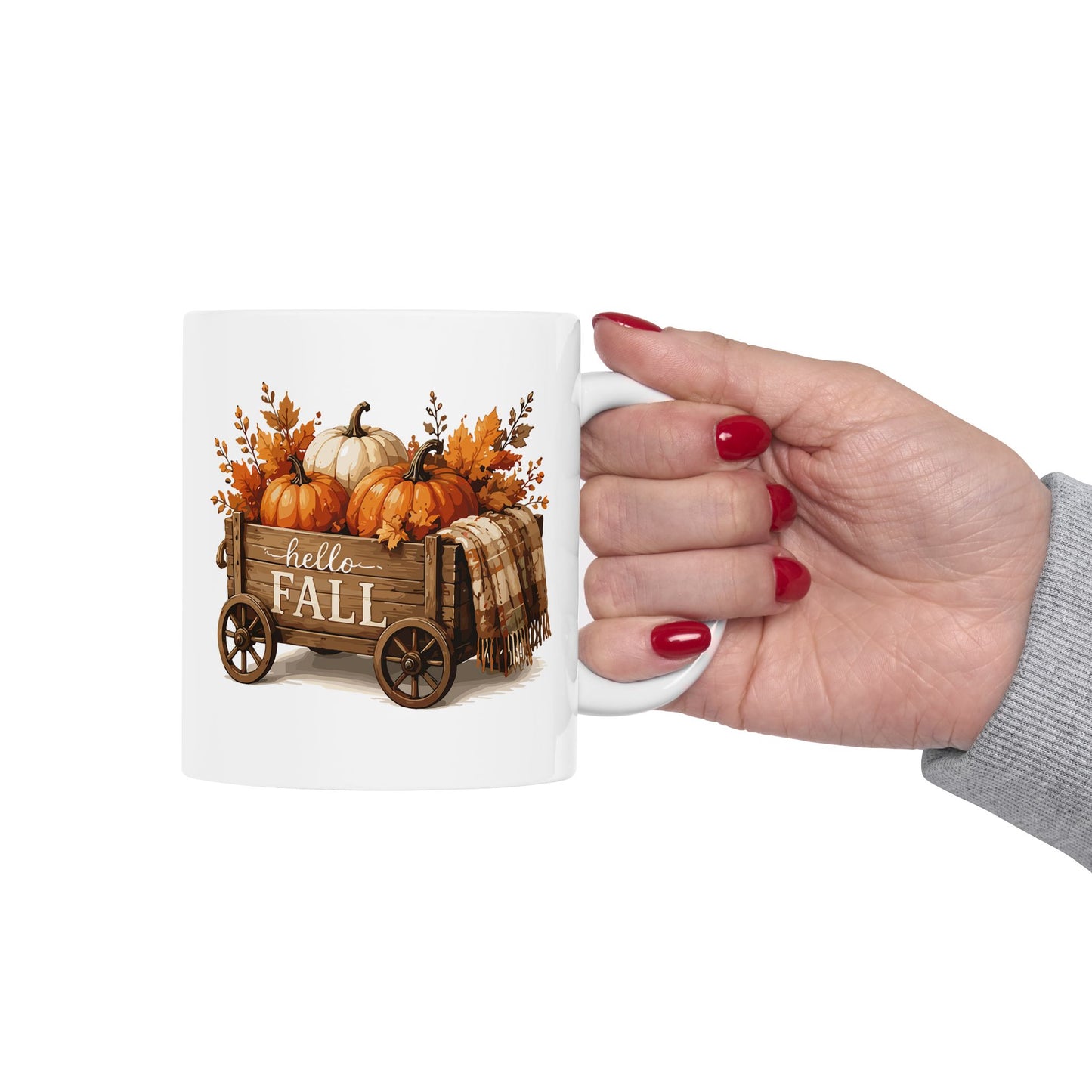 Hello Fall Wagon Ceramic Mug