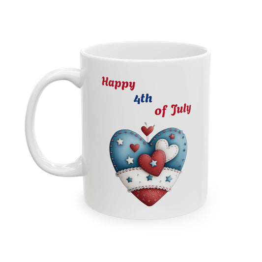 Decorative Stars & Stripes Heart Mug