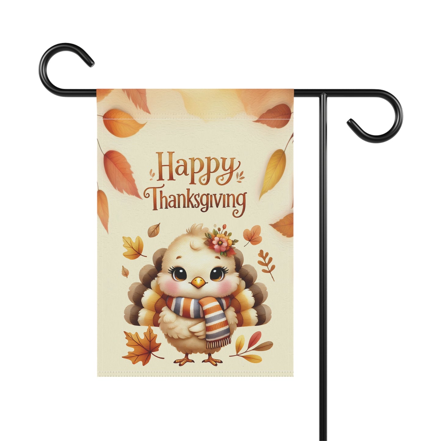Cute Baby Turkey with Scarf Fall Thanksgiving Garden Flag