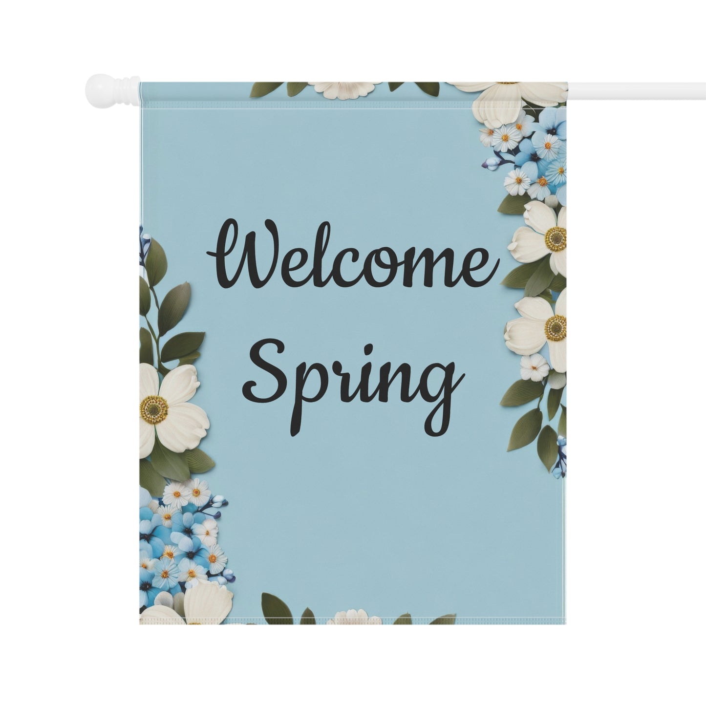 Blue Floral Welcome Spring Garden Flag