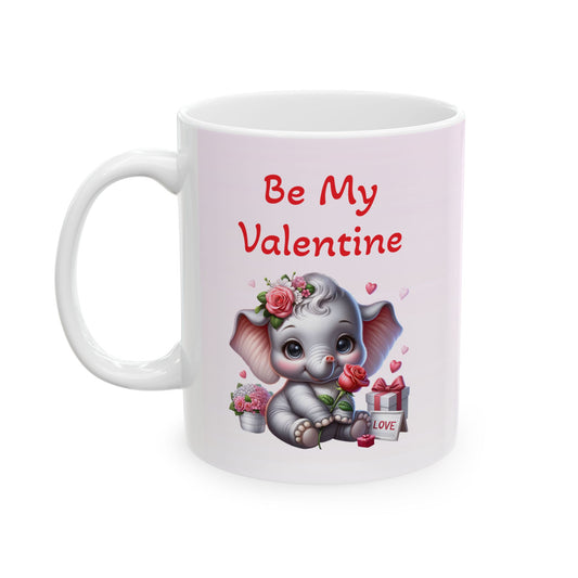Adorable Elephant "Be My Valentine" Coffee Mug