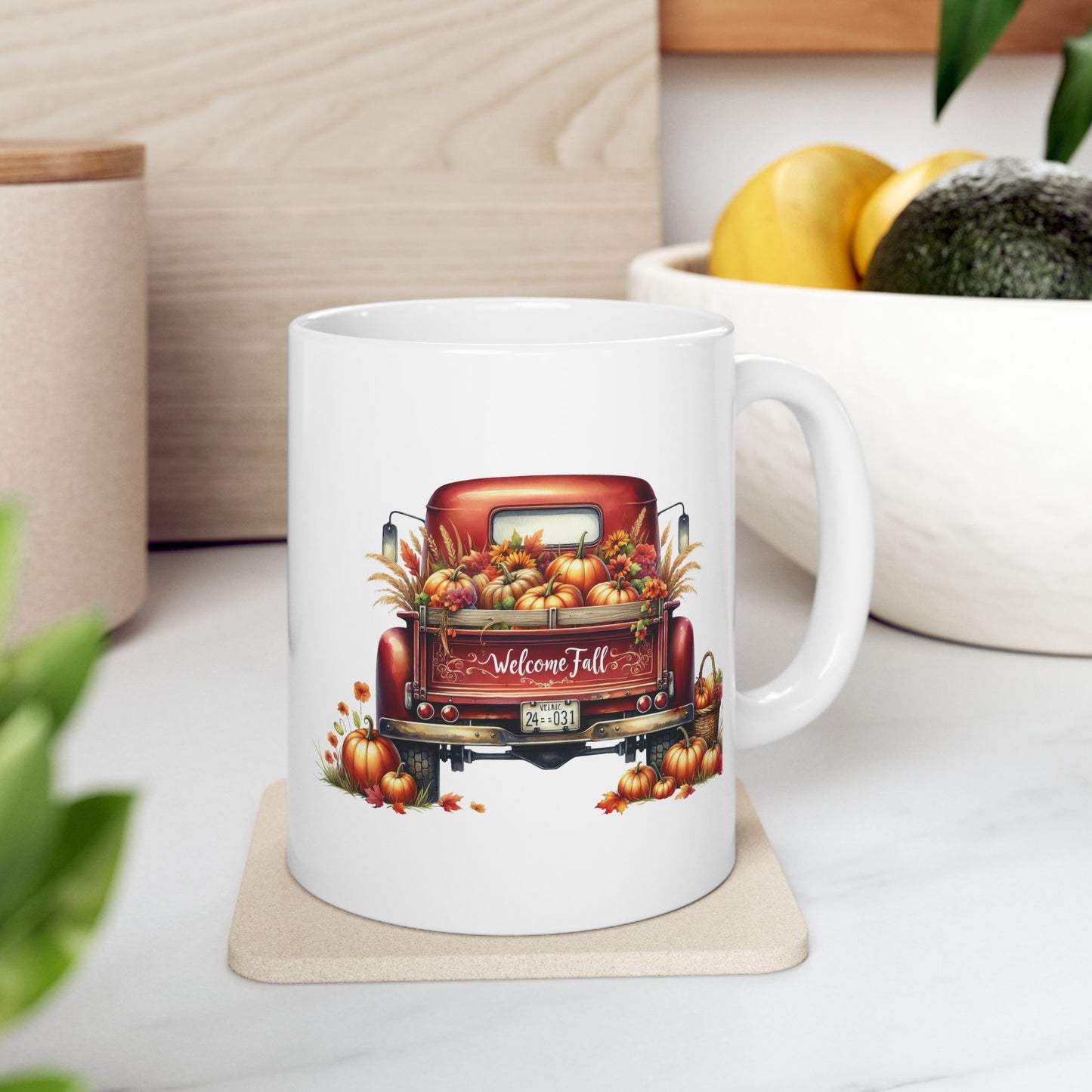 "Welcome Fall" Red Vintage Truck Coffee Mug