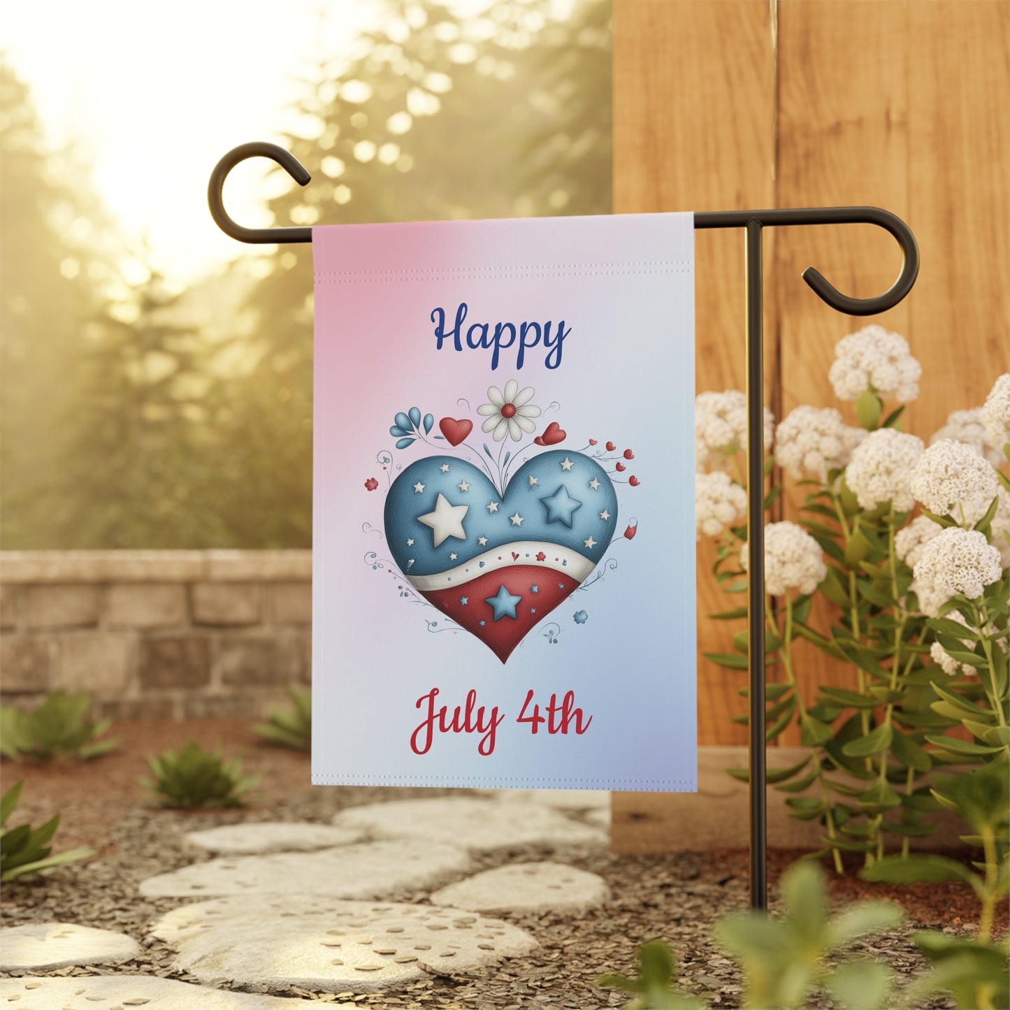 Beautiful July 4th Holiday Garden Flag