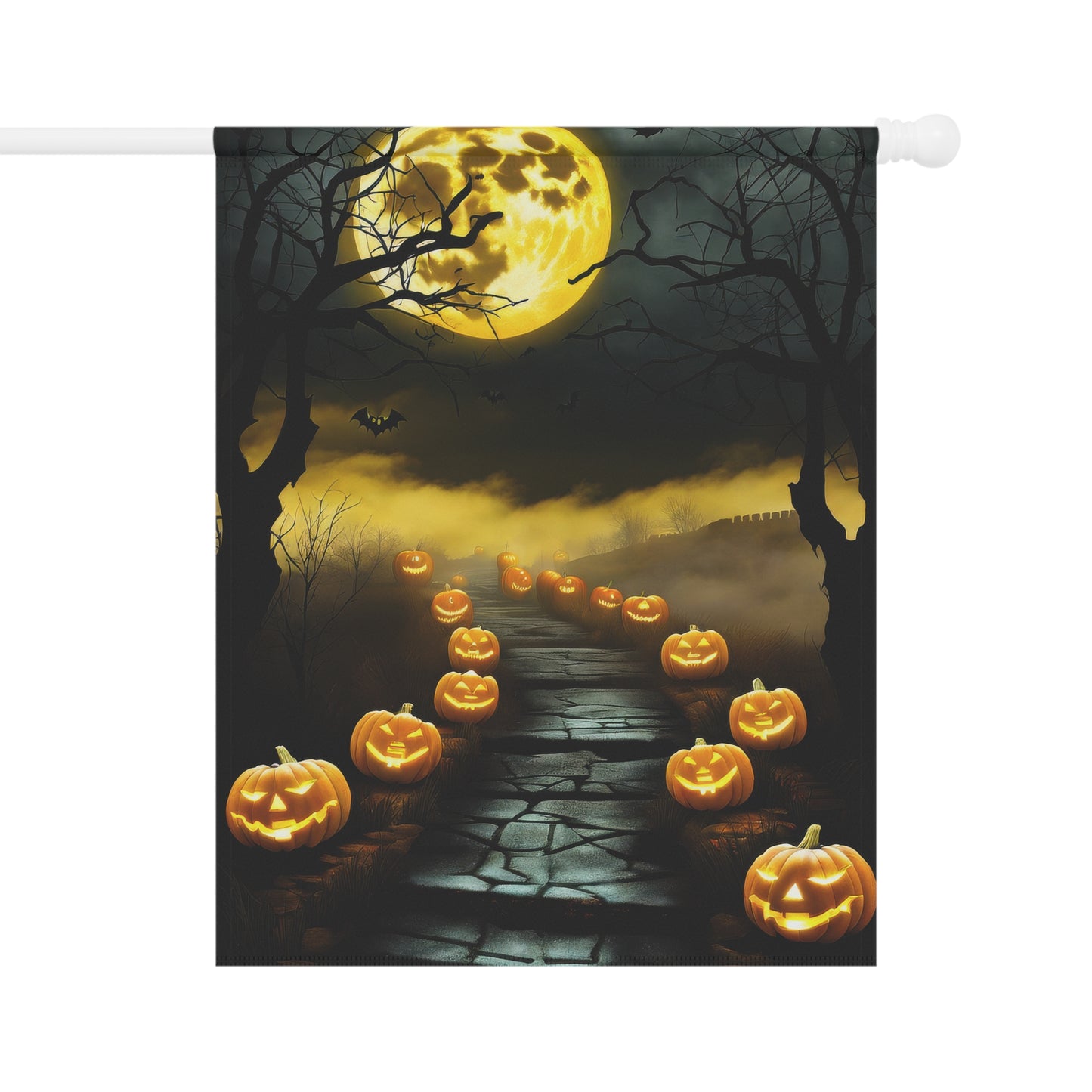Misty Jack-O'-Lantern Path Halloween Garden Flag / House Banner