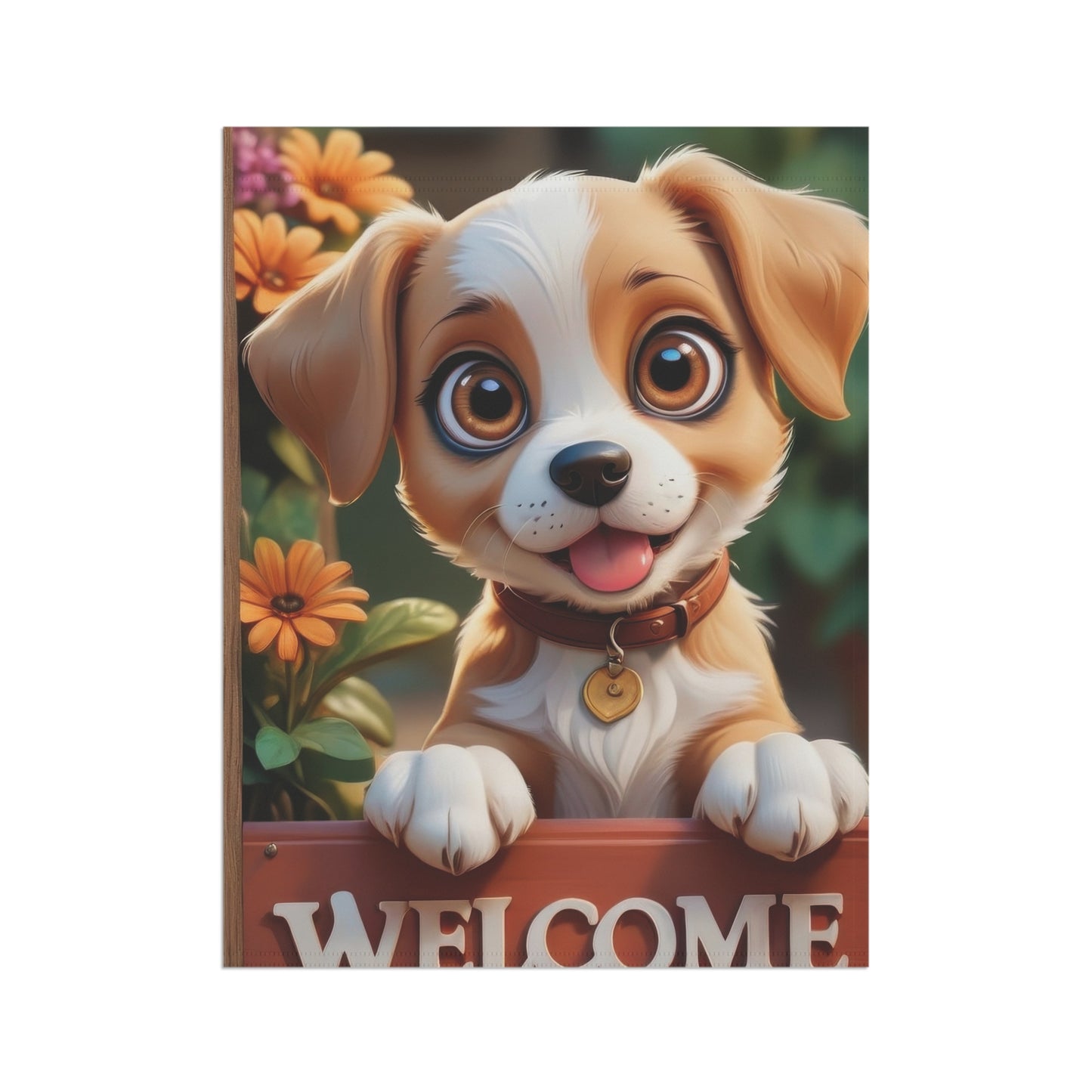 Adorable Puppy Dog Welcome Garden Flag