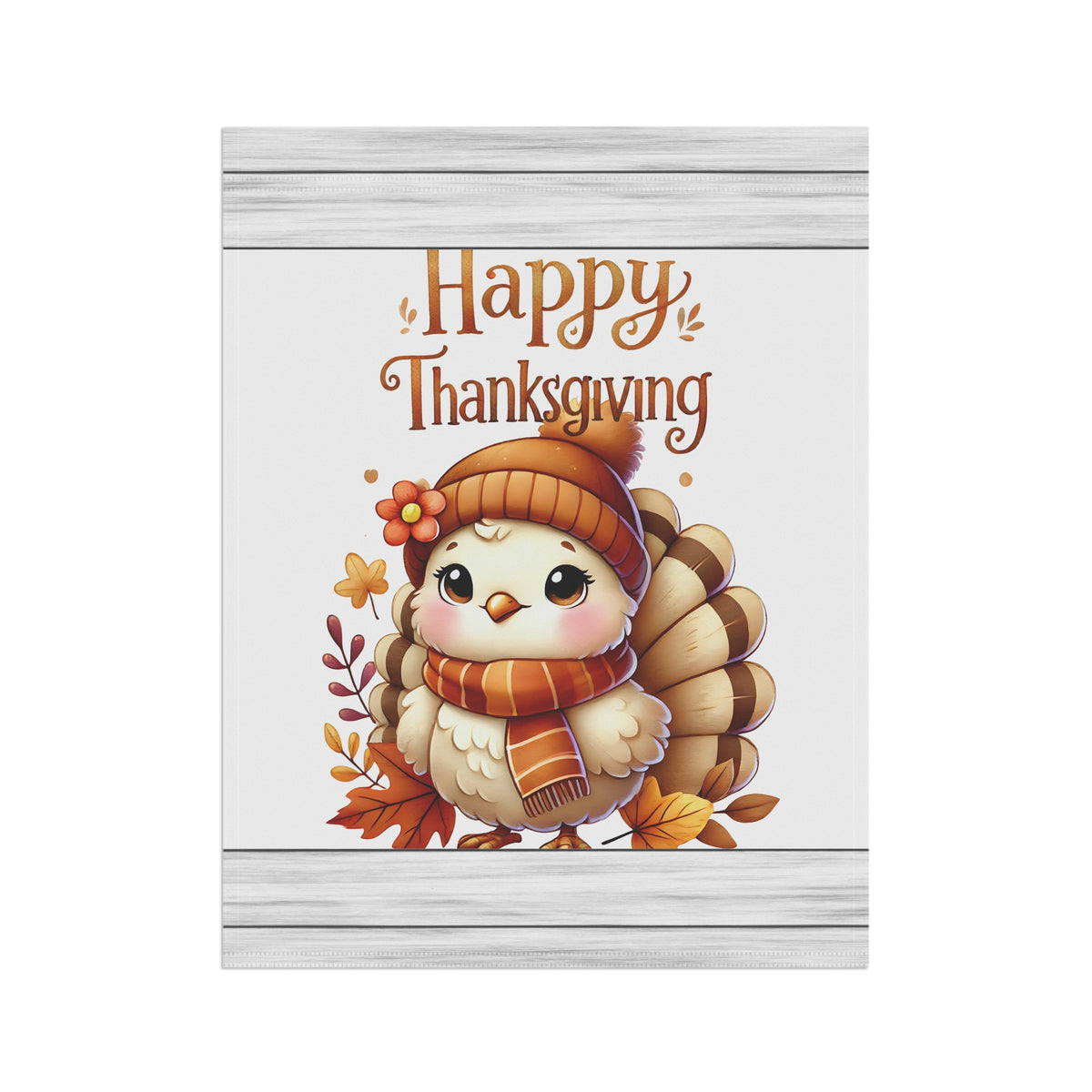 Cute Cozy Turkey Thanksgiving Garden Flag