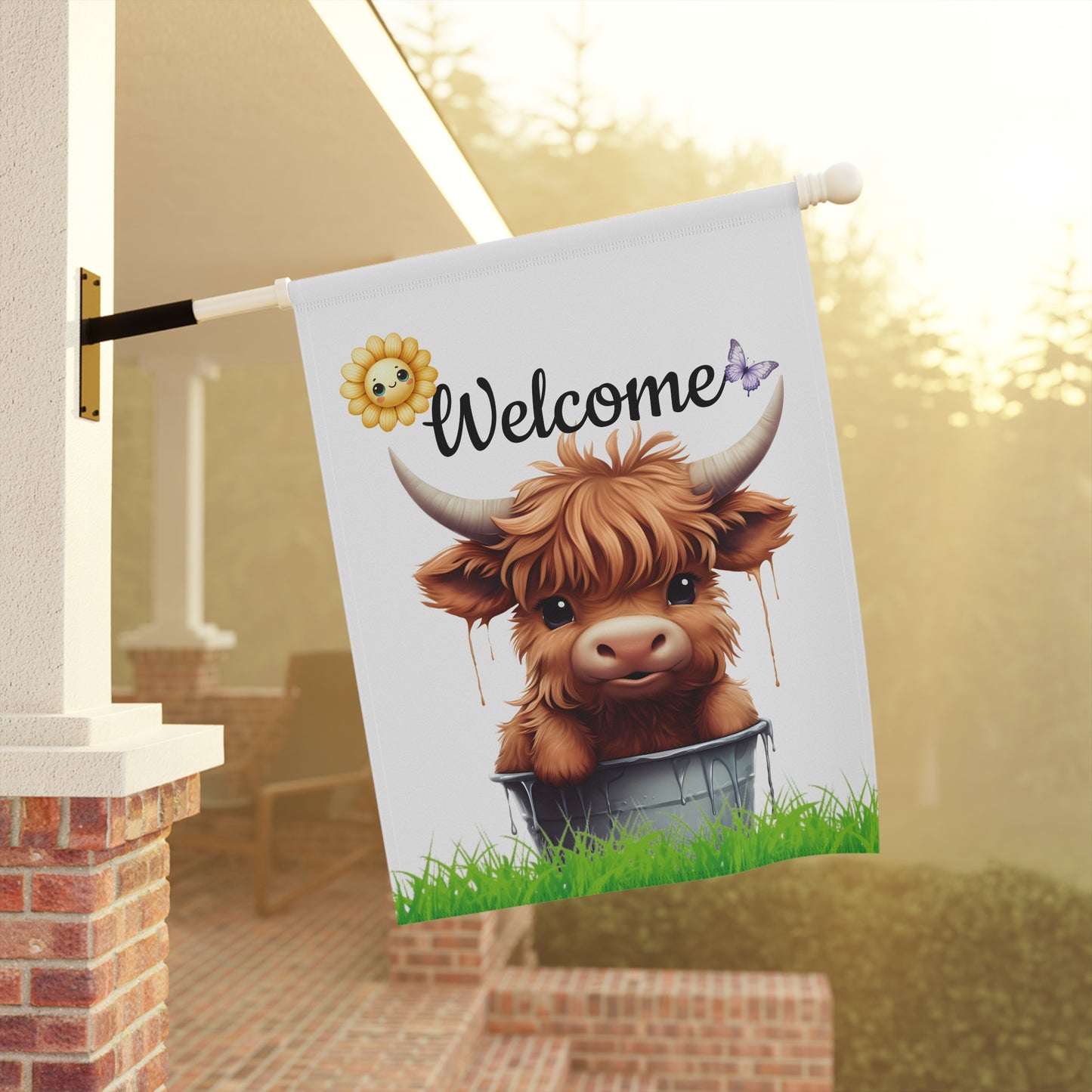 Baby Highland Cow Garden Flag