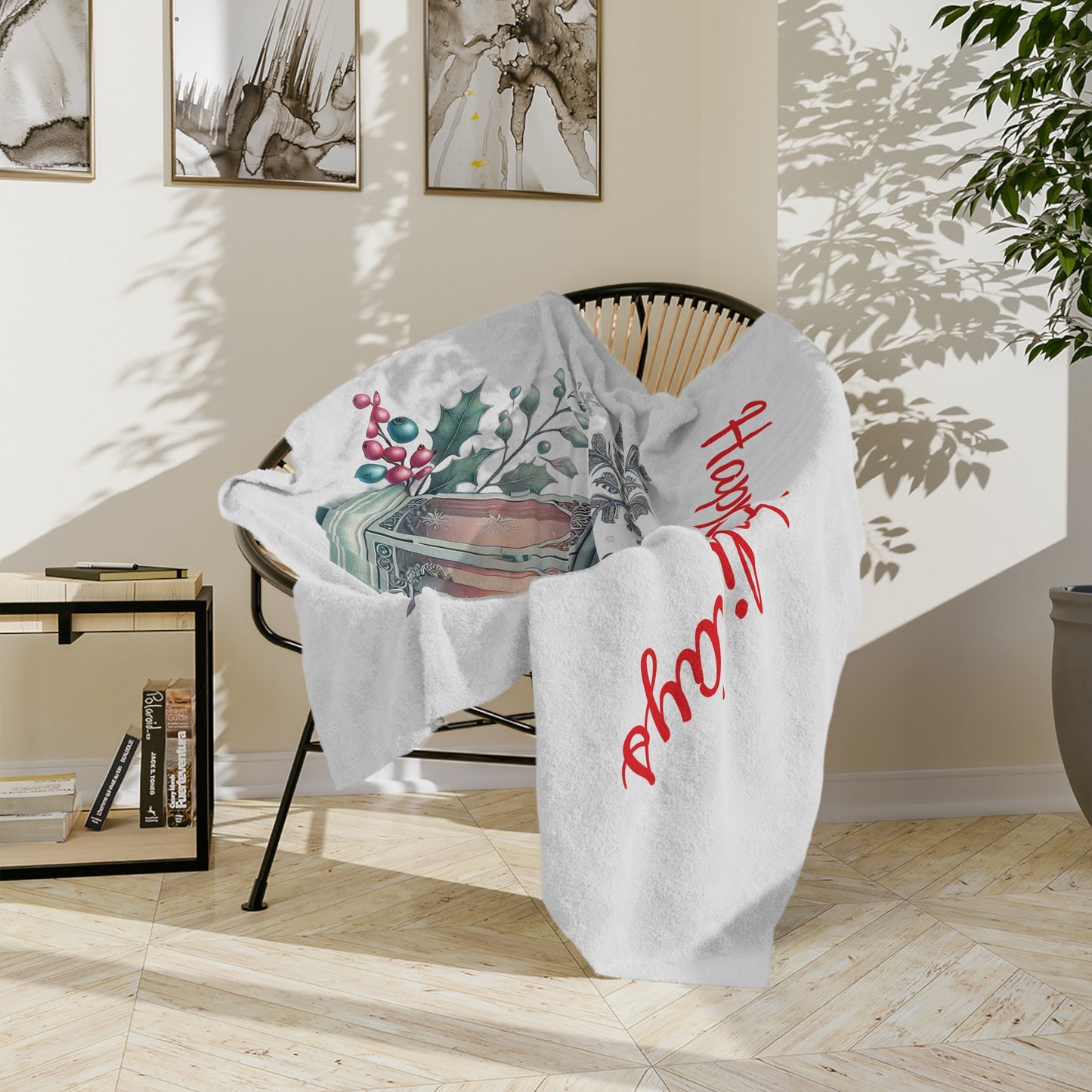 Holiday Lantern Velveteen Plush Blanket