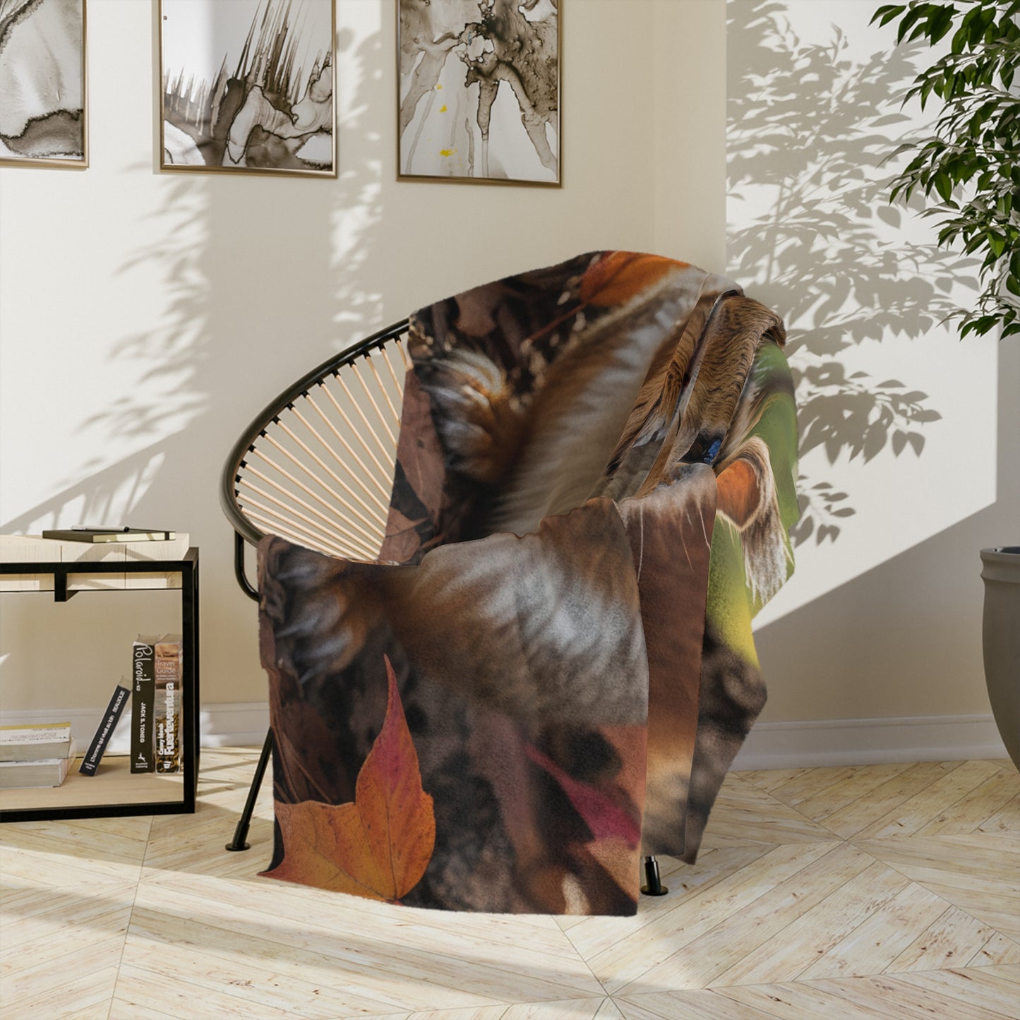 Adorable Autumn Squirrel Velveteen Blanket