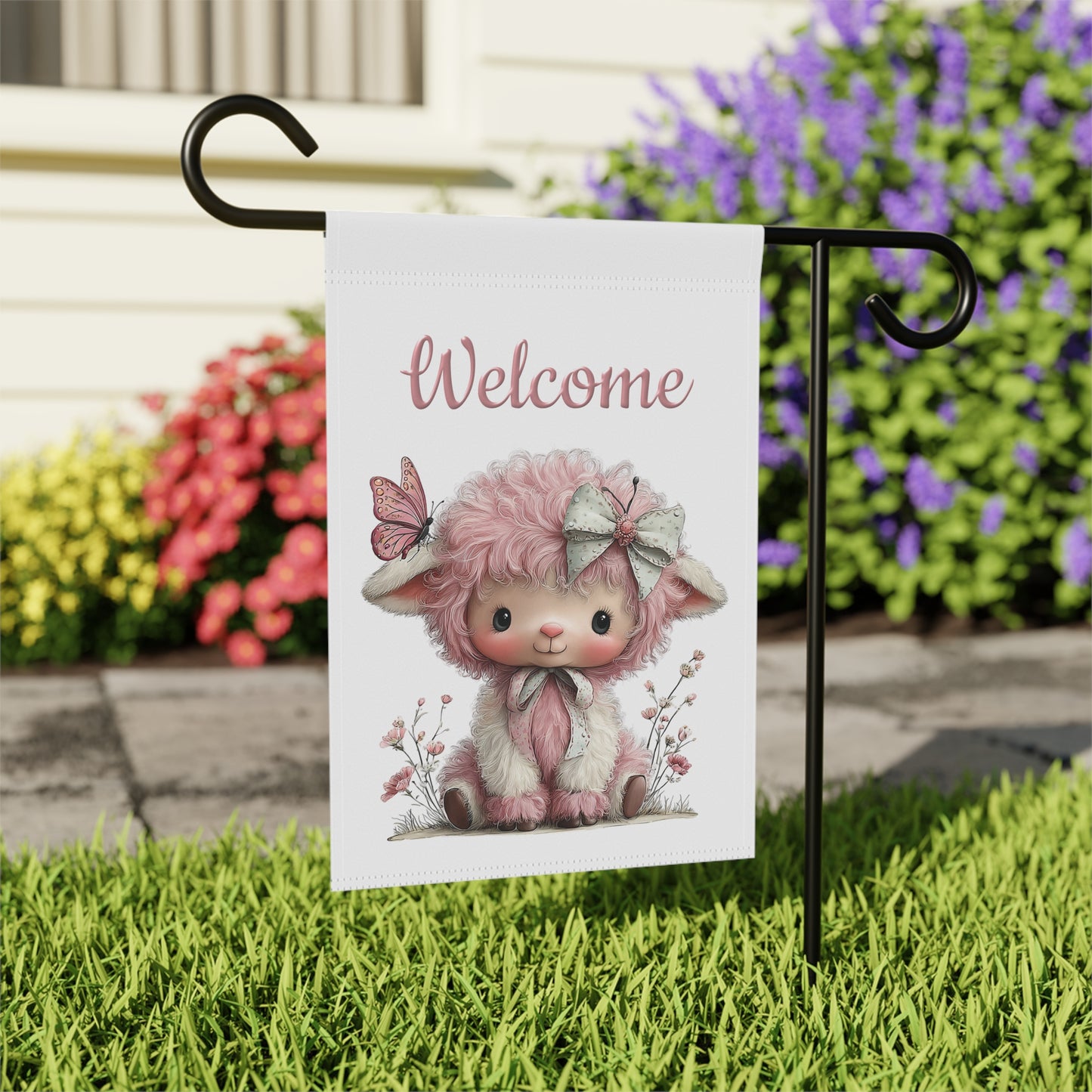 Charming Lamb Welcome Flag