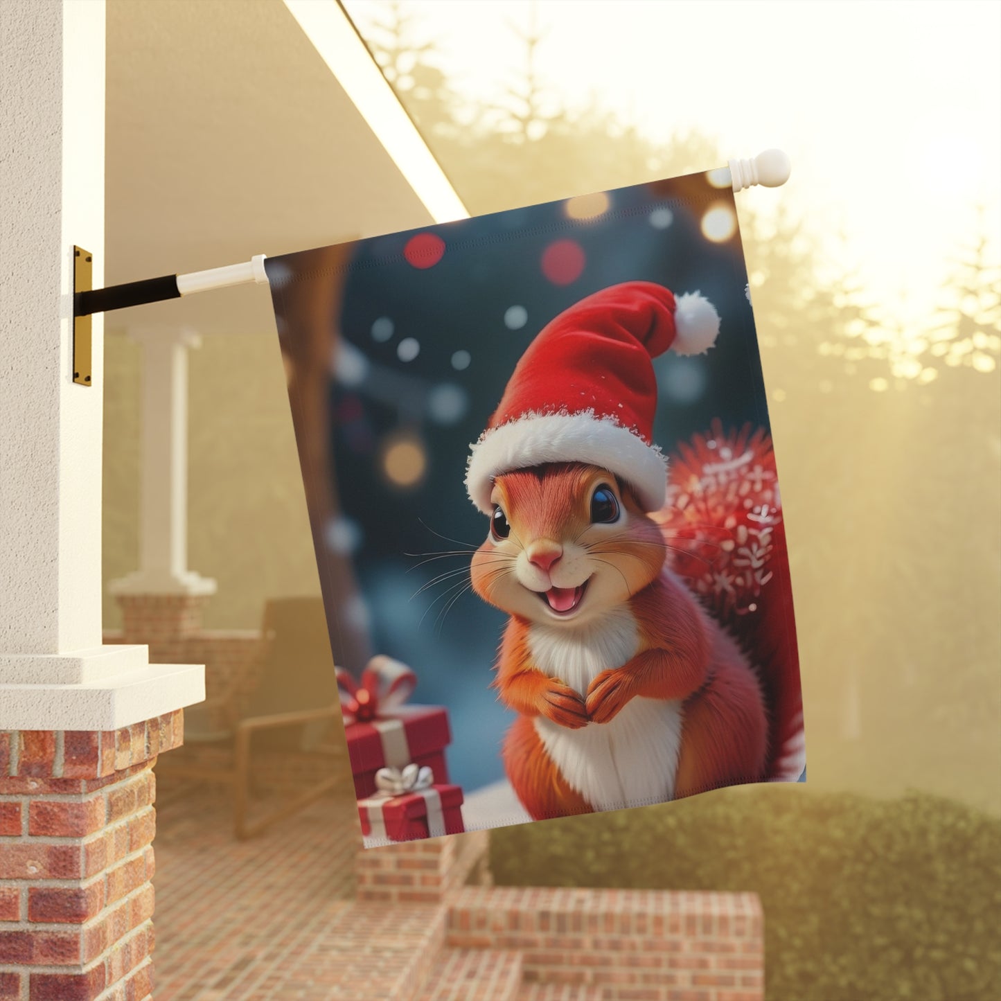 Cute Squirrel Christmas Garden Flag