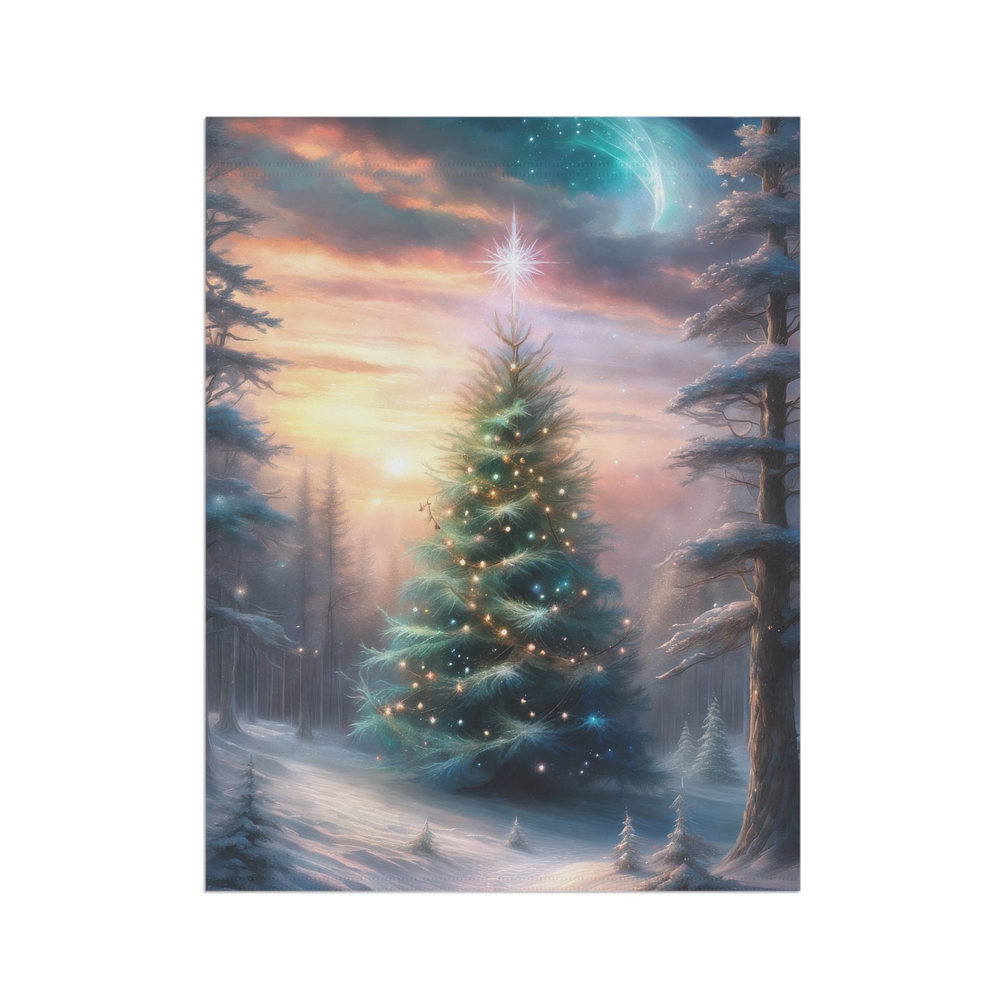 Majestic Wintery Woods Scene Holiday Garden Flag/ House Banner