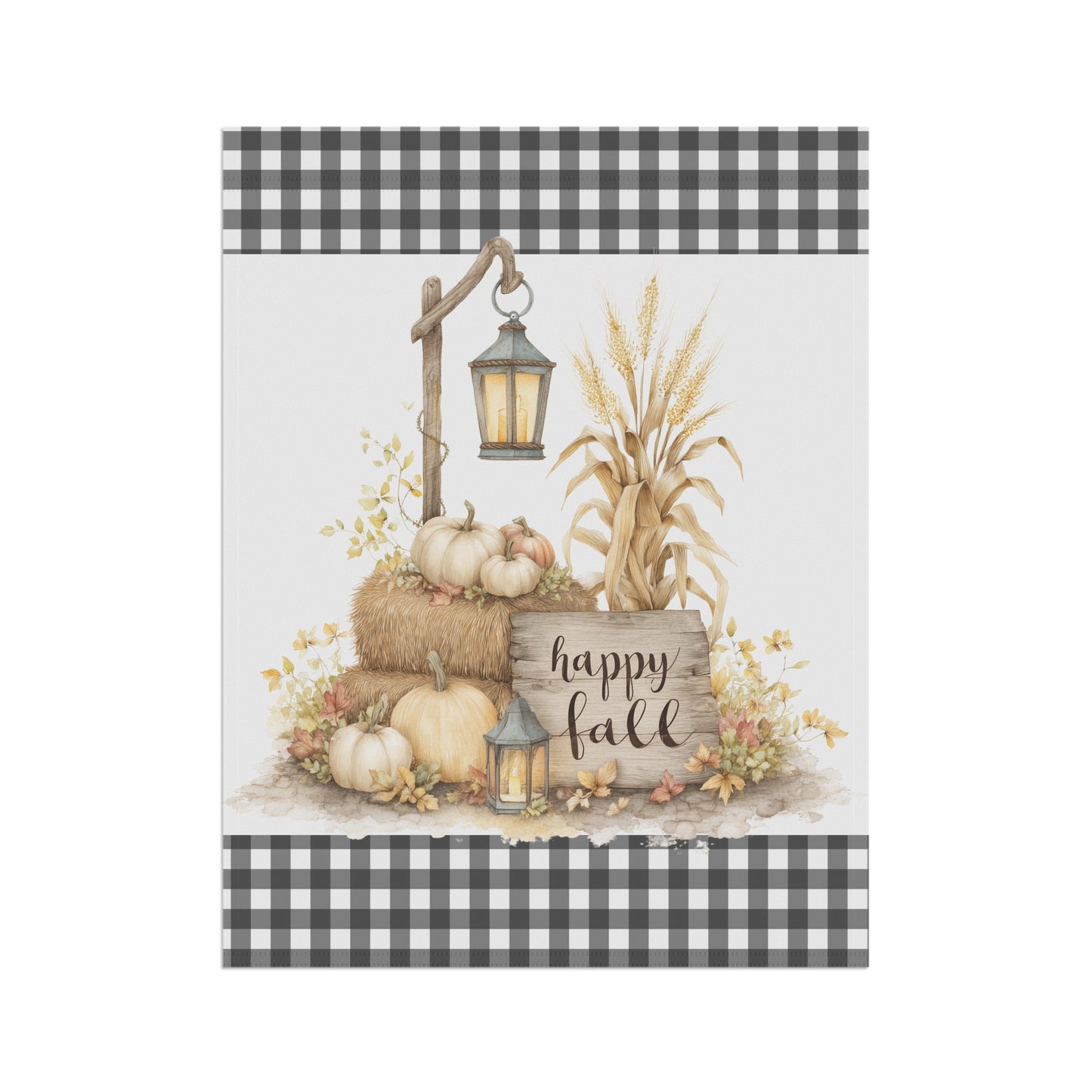 Black and White Buffalo Plaid Fall Garden Flag